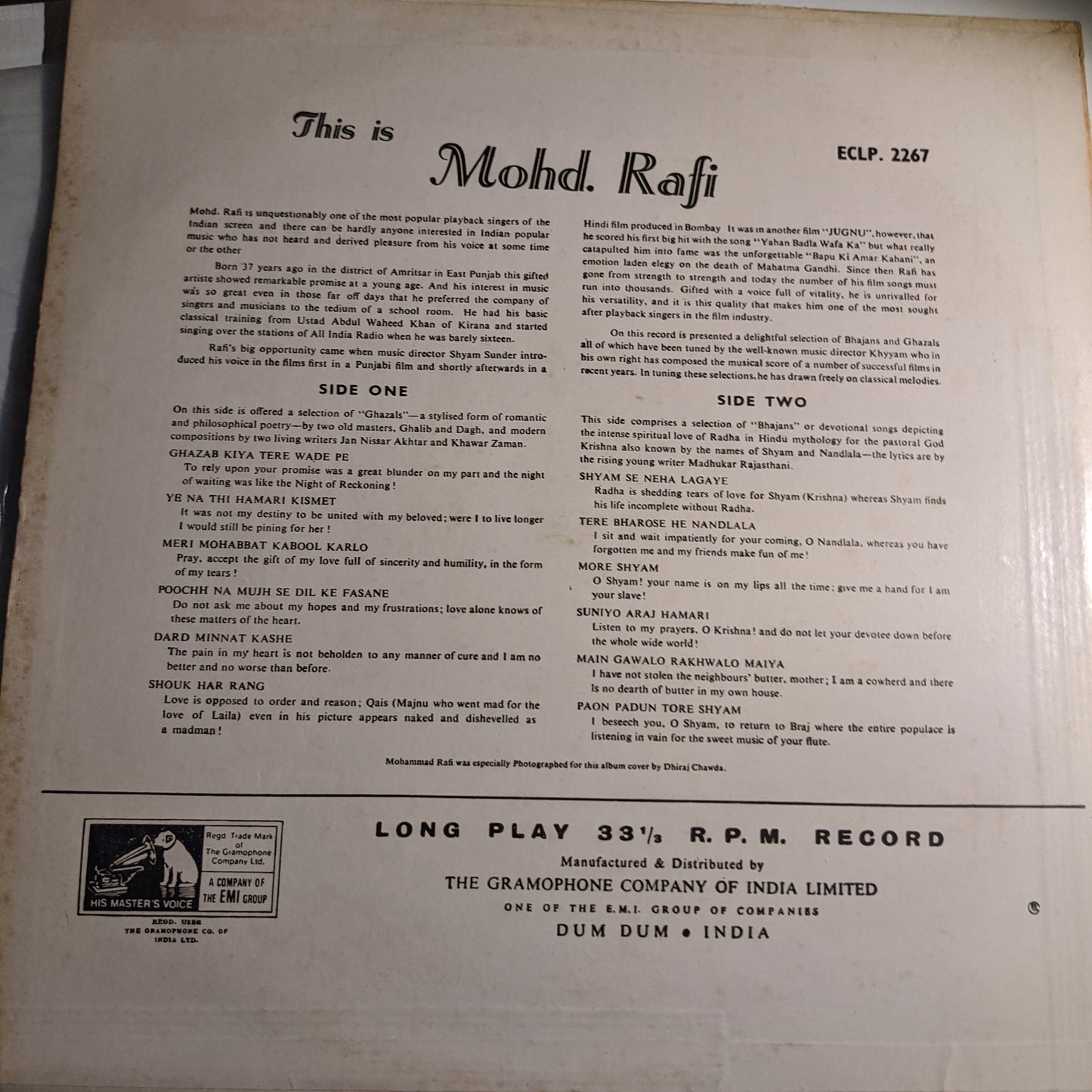 Mohammad Rafi - This is Rafi - geets and Ghazals in near mint condition