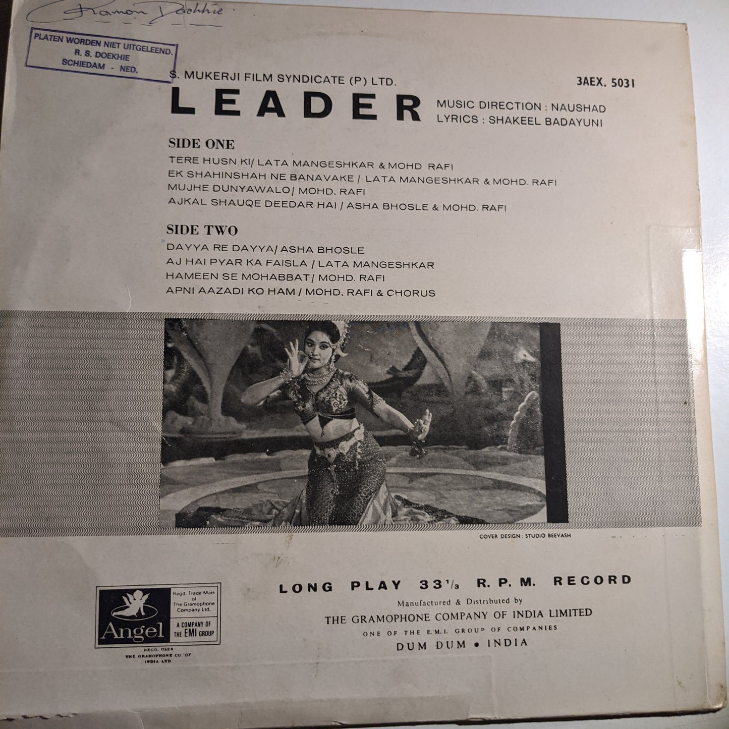Leader - Music by Naushad - 1st angel Edition in VG+ condition