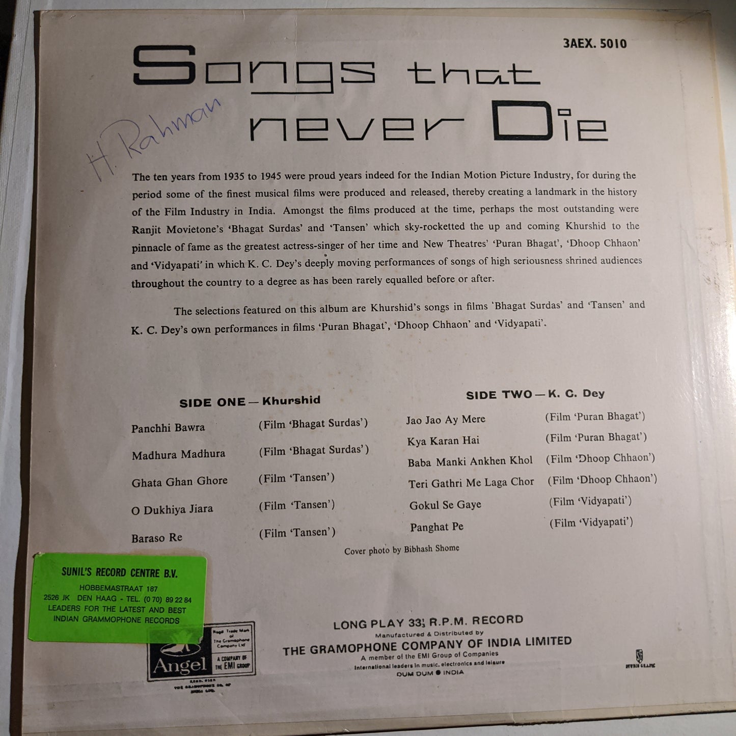 Khurshid - And - K. C. Dey - ? Songs That Never Die (The Greatest Hits Of Khurshid And K.C. Dey.)