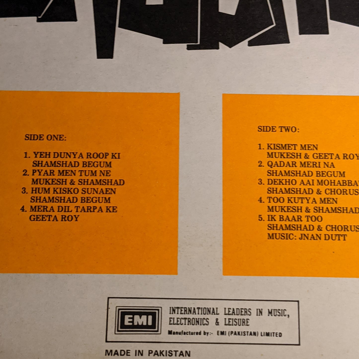 Shabnam - Jnan Dutt - nostalogic - Rare - pak pressing