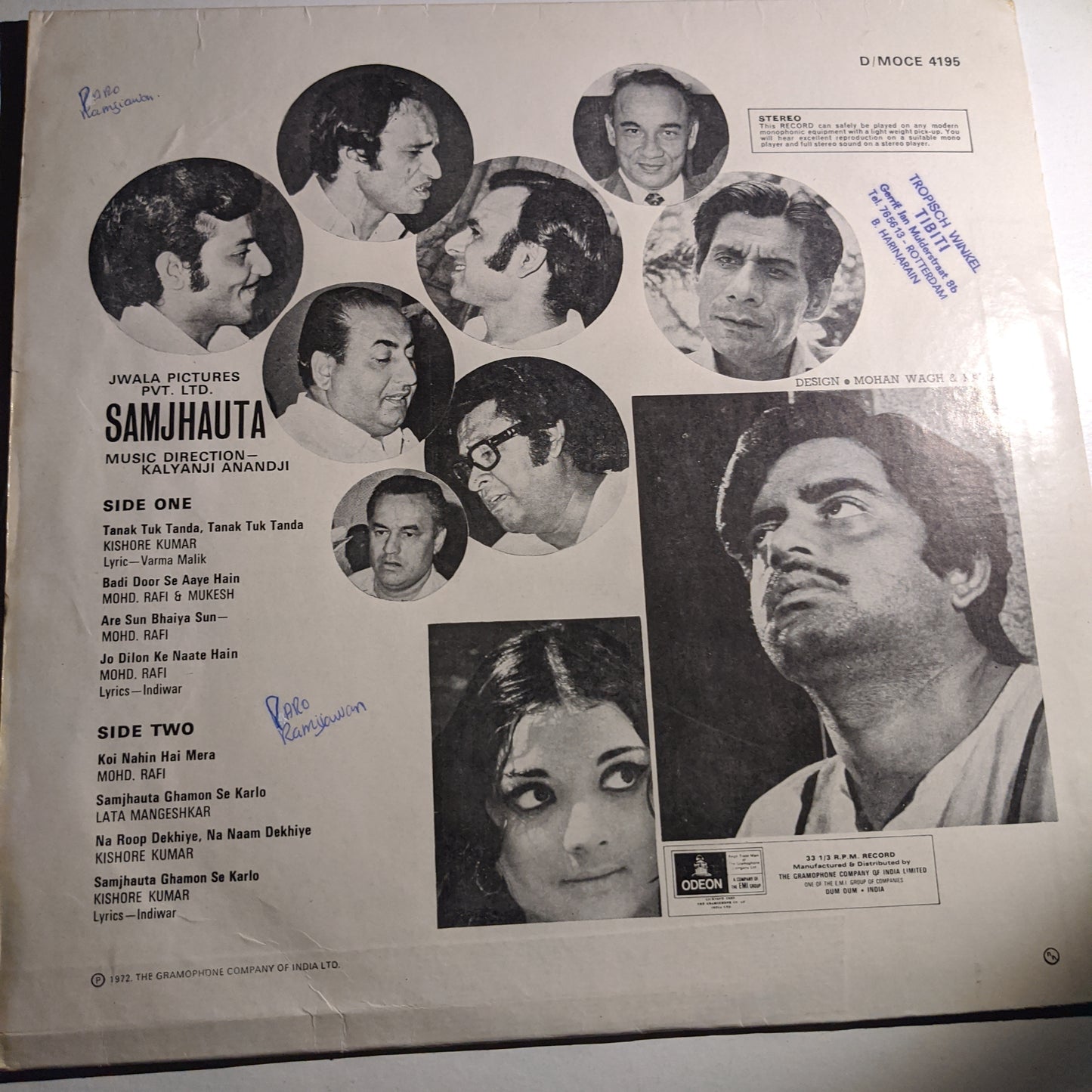 Samjhauta - Odeon - stereo music by Kalyanji Anandji in excellent condition