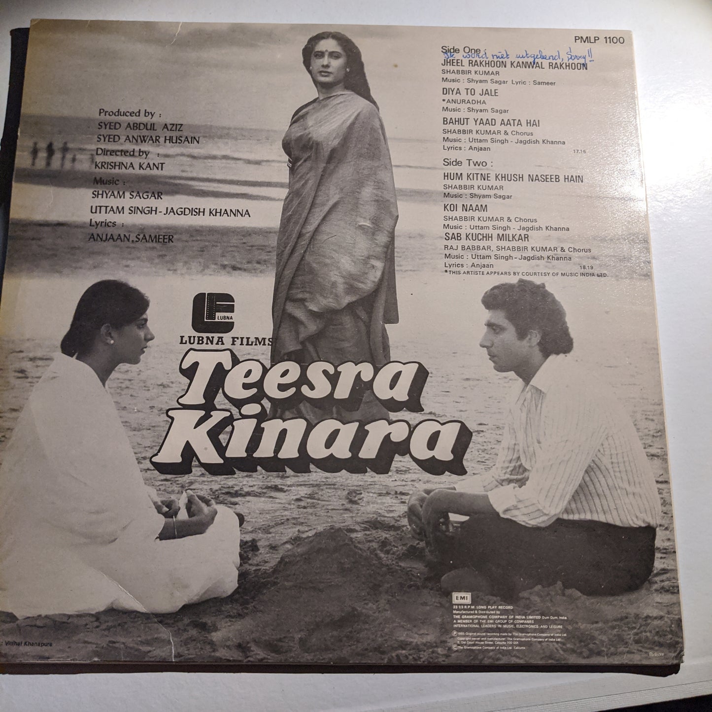 Shyam Sagar, - Uttam Singh, - Jagdish Khanna, - Anjaan, - Sameer Teesra Kinara in ner mint
