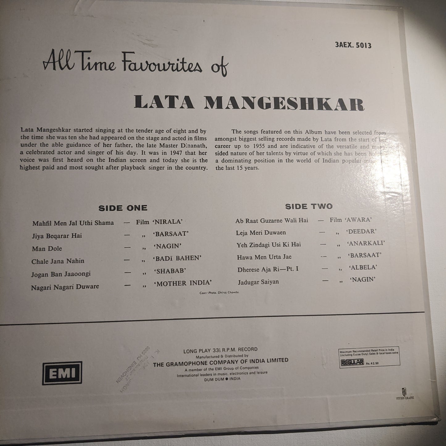 Lata Mangeshkar - All Time Favourites Odeon in near mint