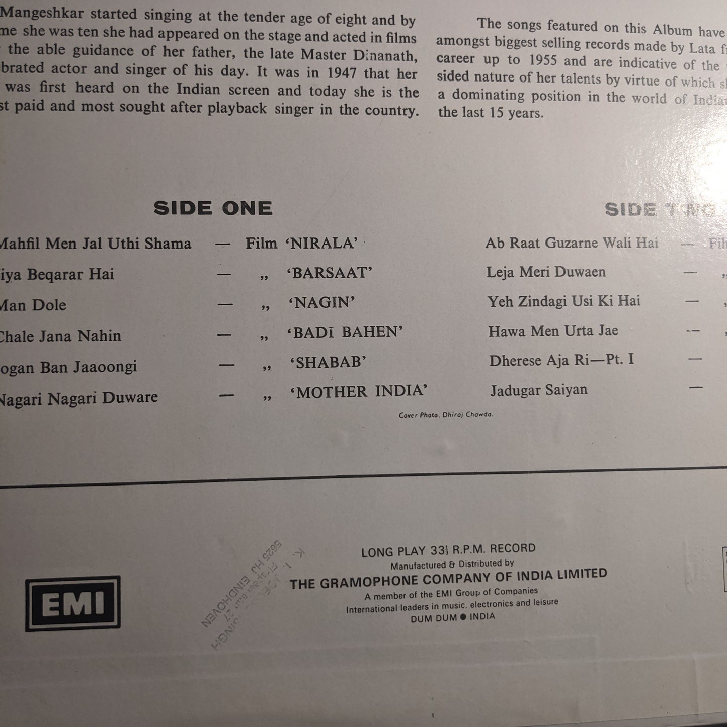 Lata Mangeshkar - All Time Favourites Odeon in near mint