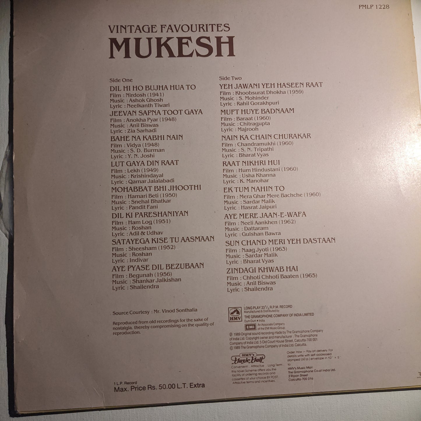 Mukesh Vintage Favourites Mukesh in Near mint