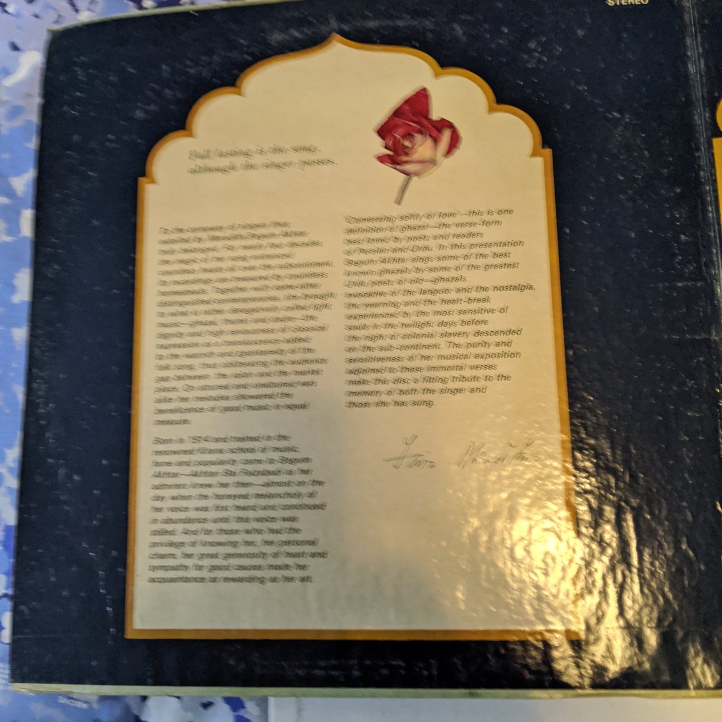 Begum Akhtar In Memoriam (Kalam-E-Asatiza) Gatefold Stereo record in Excellent condition