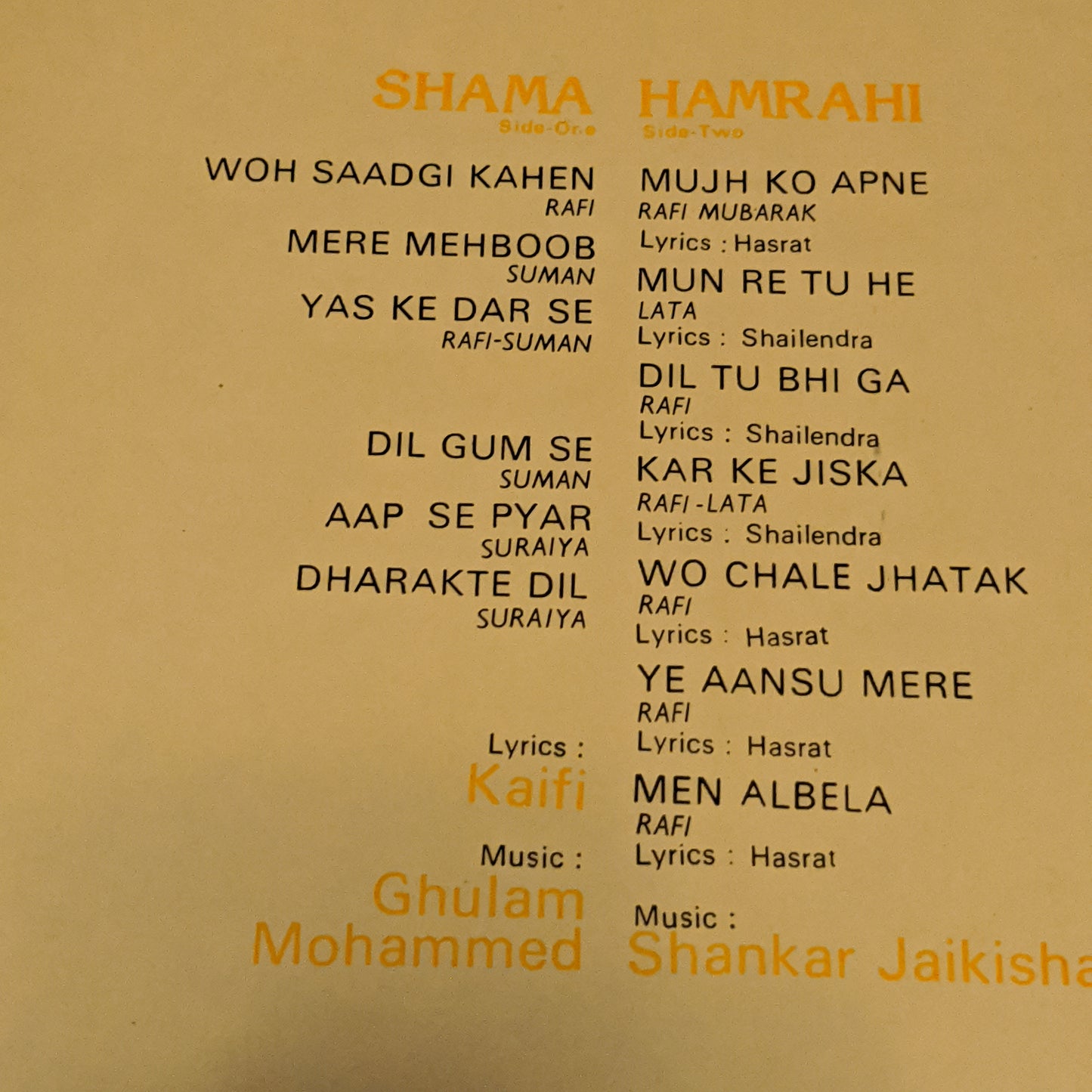 Shama + hamrahi - Ghula Mohammad Rare - in excellent