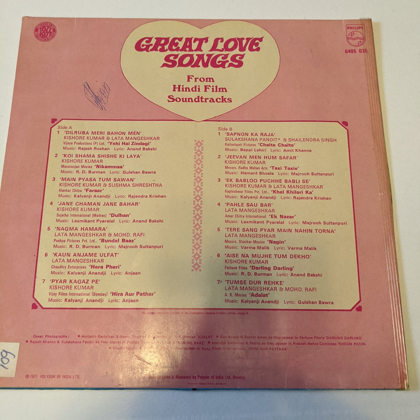 Great Love songs from Films in Excellent condition