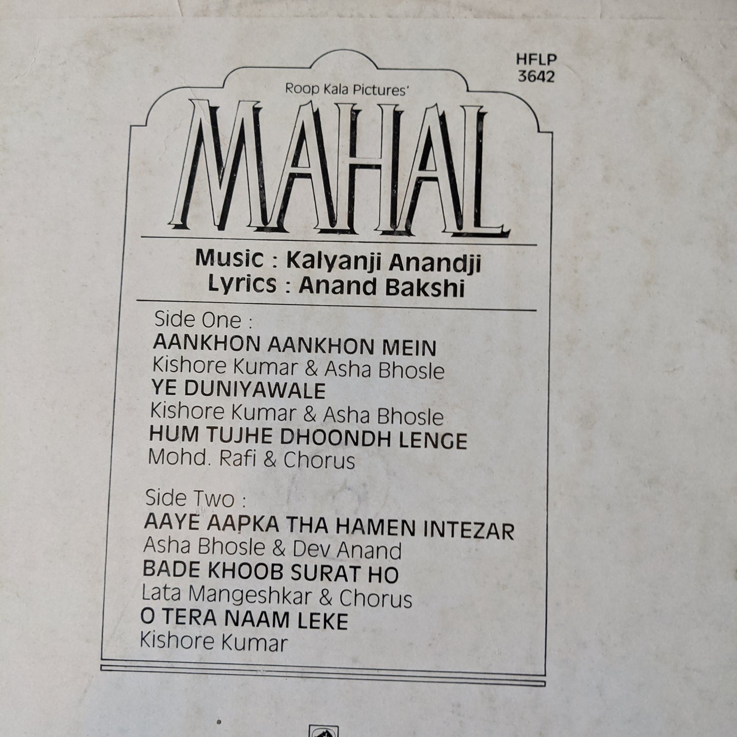MAHAL - Kalyanji Anandji superhit - reissue in VG+