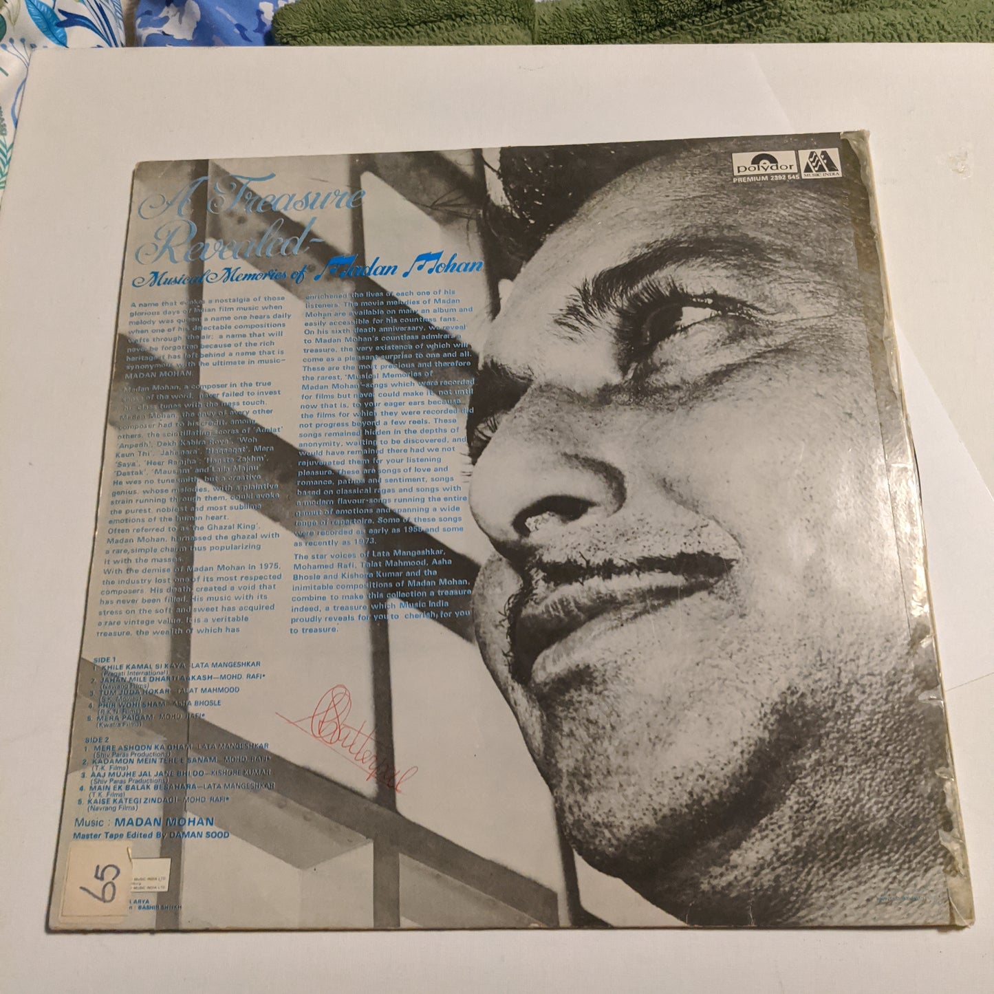 Madan Mohan - Unreleased songs Rare & collector item in VG+ madan mohan pics