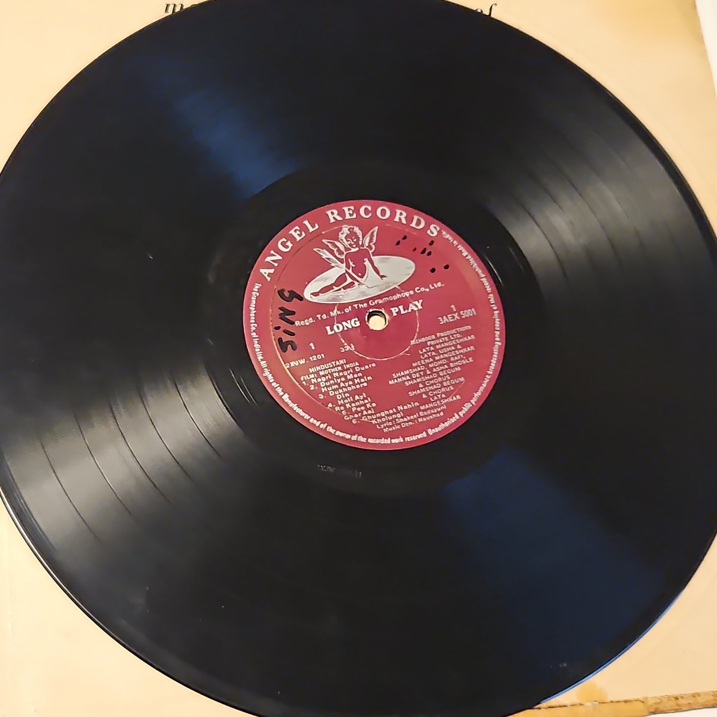 Mother India - Naushad Bollywood classic - 1st Angel Pressing in VG to Vg+