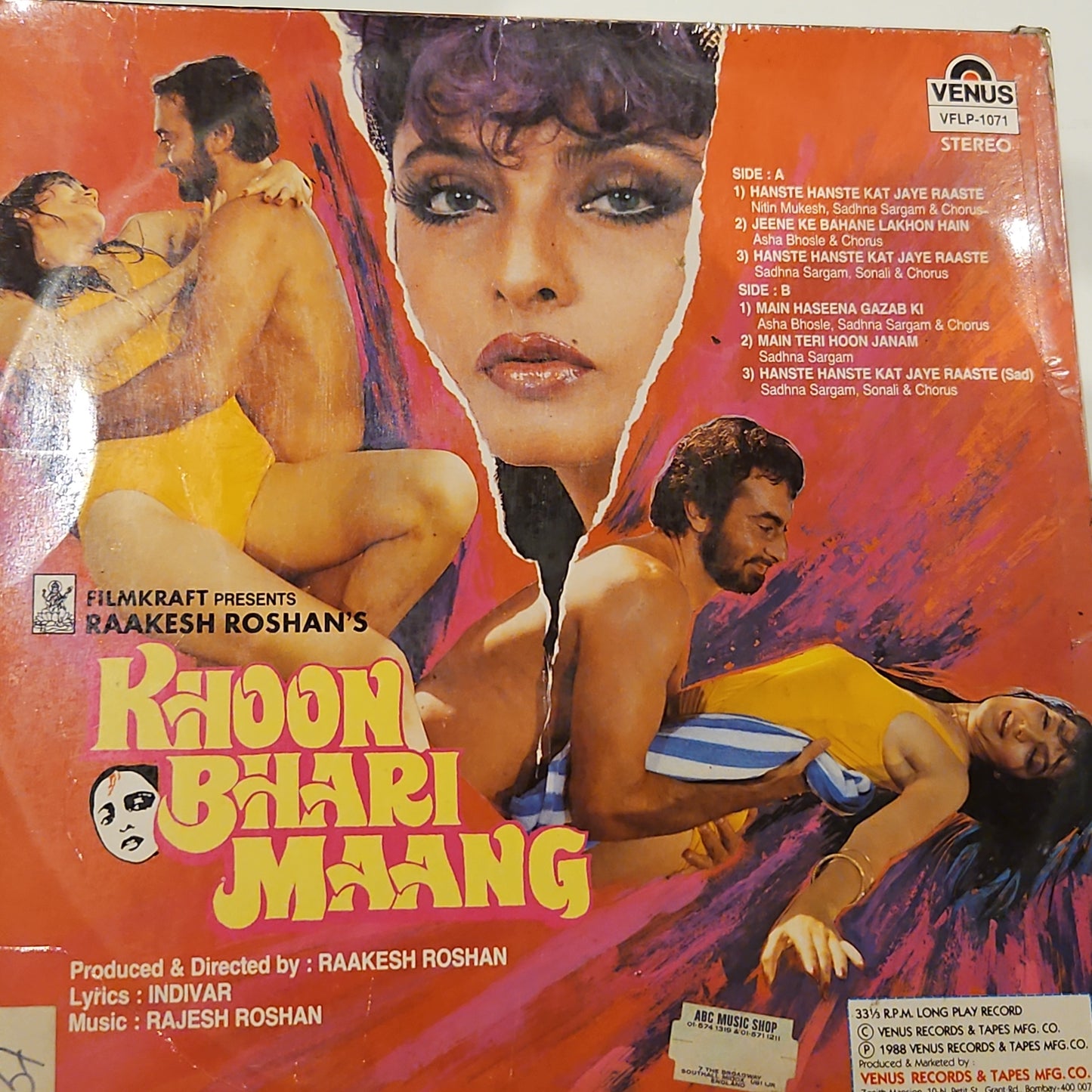 3 lps (90s hits) kishen kanhaiya  , KHUDGARZ, KHOON BHARI MAANG by Rajesh Roshan IN Excellent