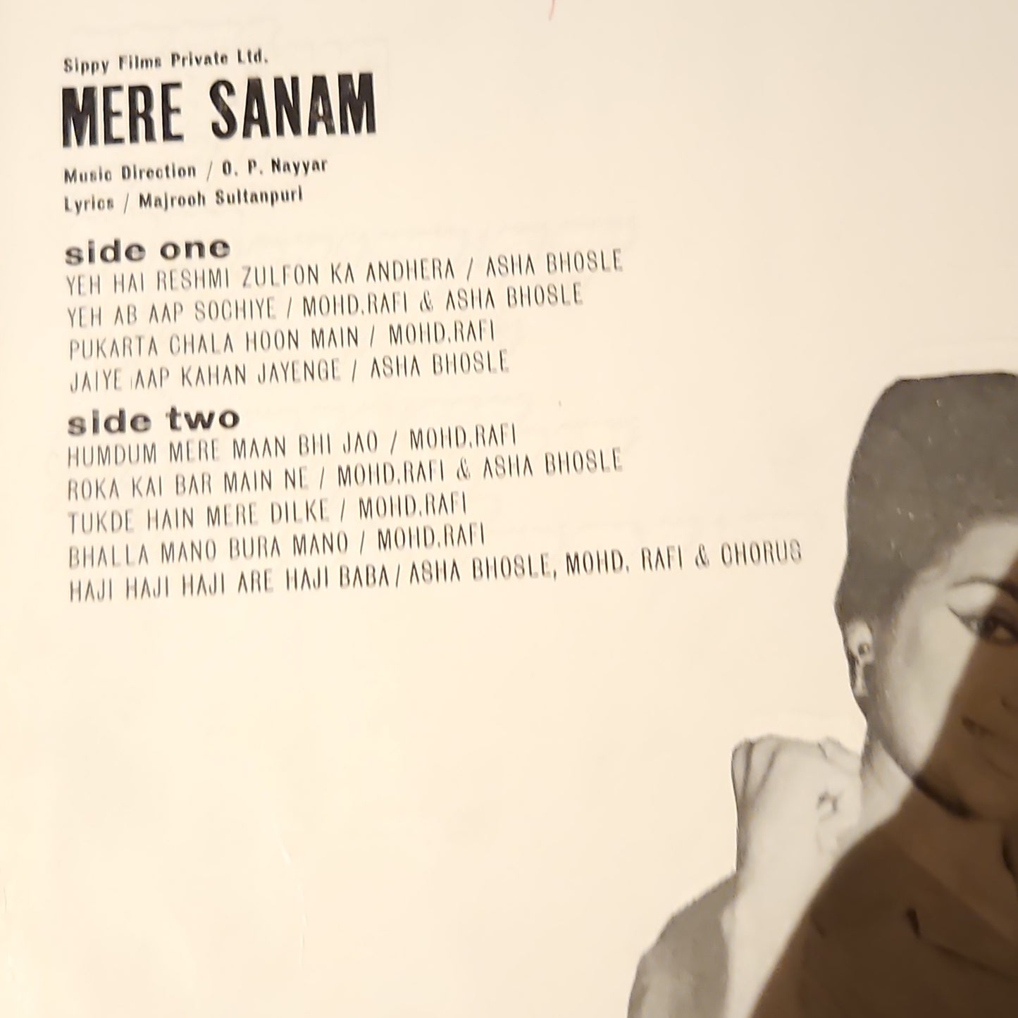 Mere Sanam - Music by O P Nayyar 1st Edition 180 gm in VG+ condition Superhit songs