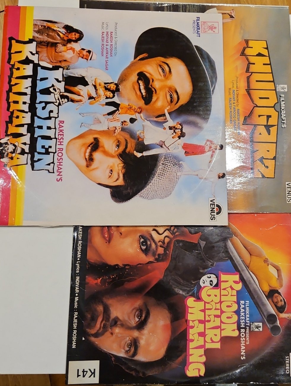 3 lps (90s hits) kishen kanhaiya  , KHUDGARZ, KHOON BHARI MAANG by Rajesh Roshan IN Excellent