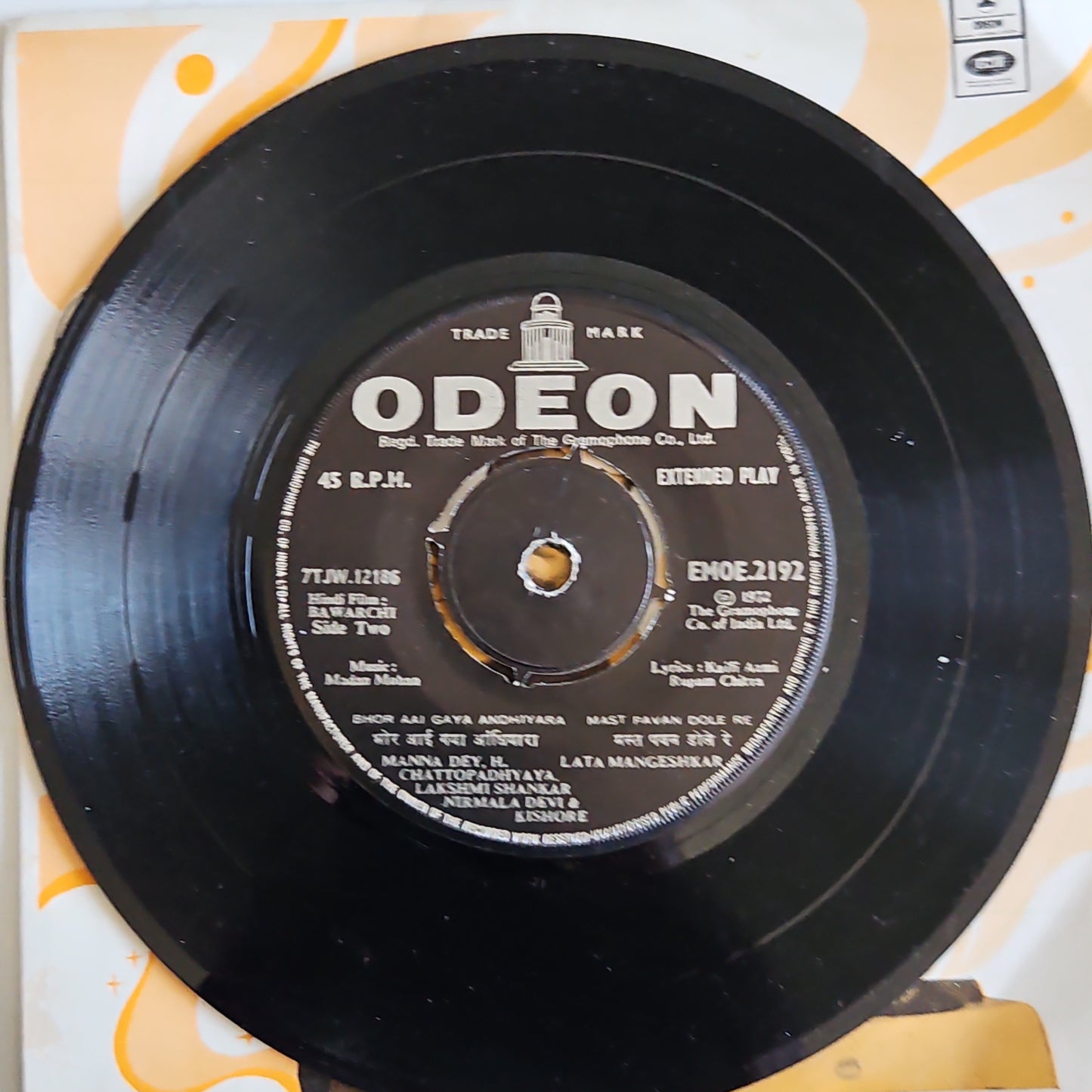 Bawarchi - Madan Mohan EP in Near Mint Thick center Odeon