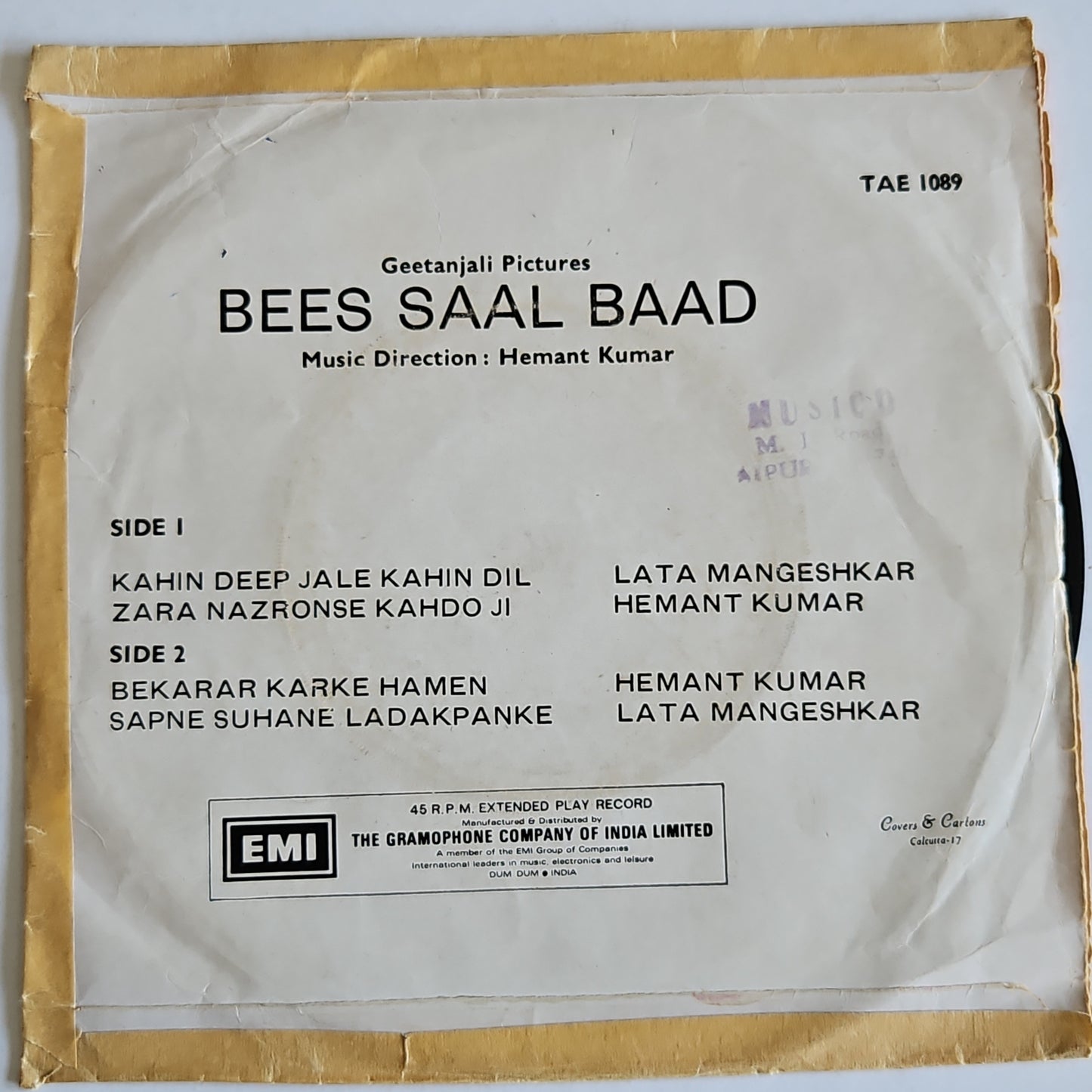 Bees Saal baad - Superhit Hemant Kumar soundtrack in VG+
