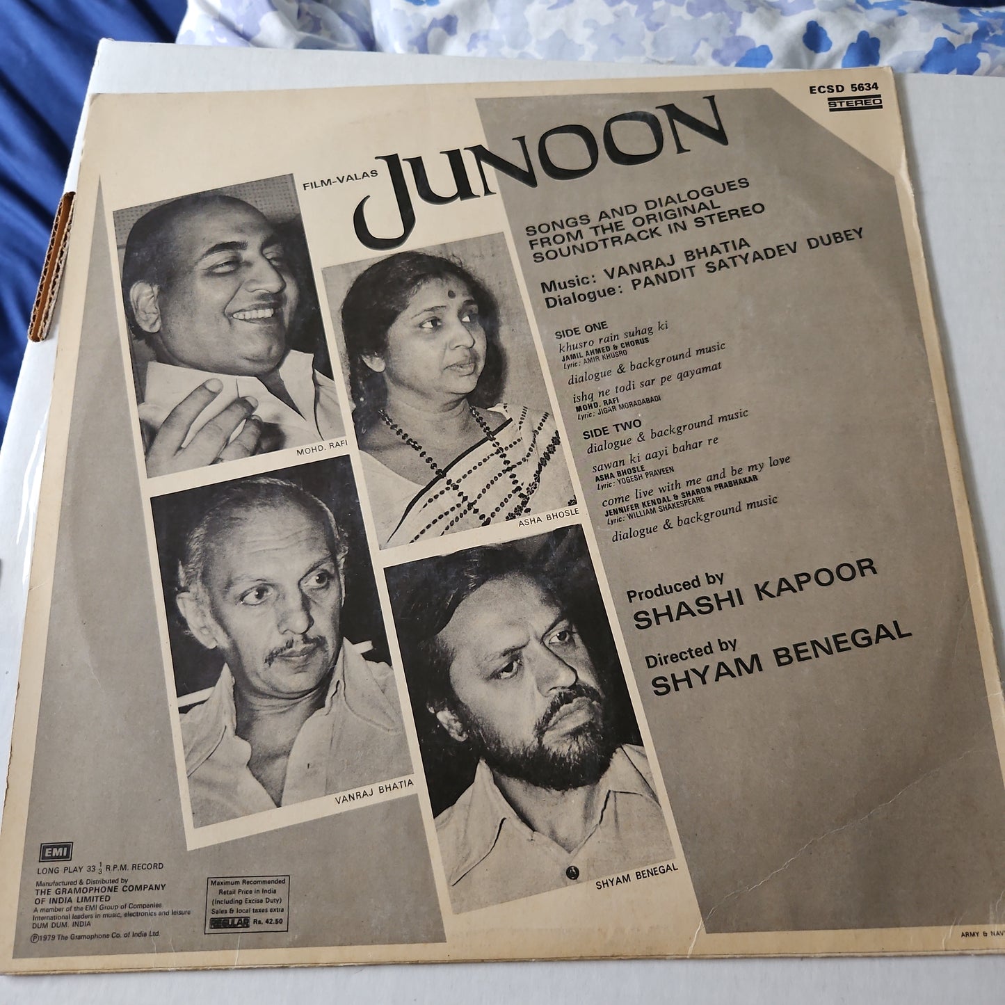 Junoon - original soundtrack collectible - Music by vanraj Bhatia in near mint condition