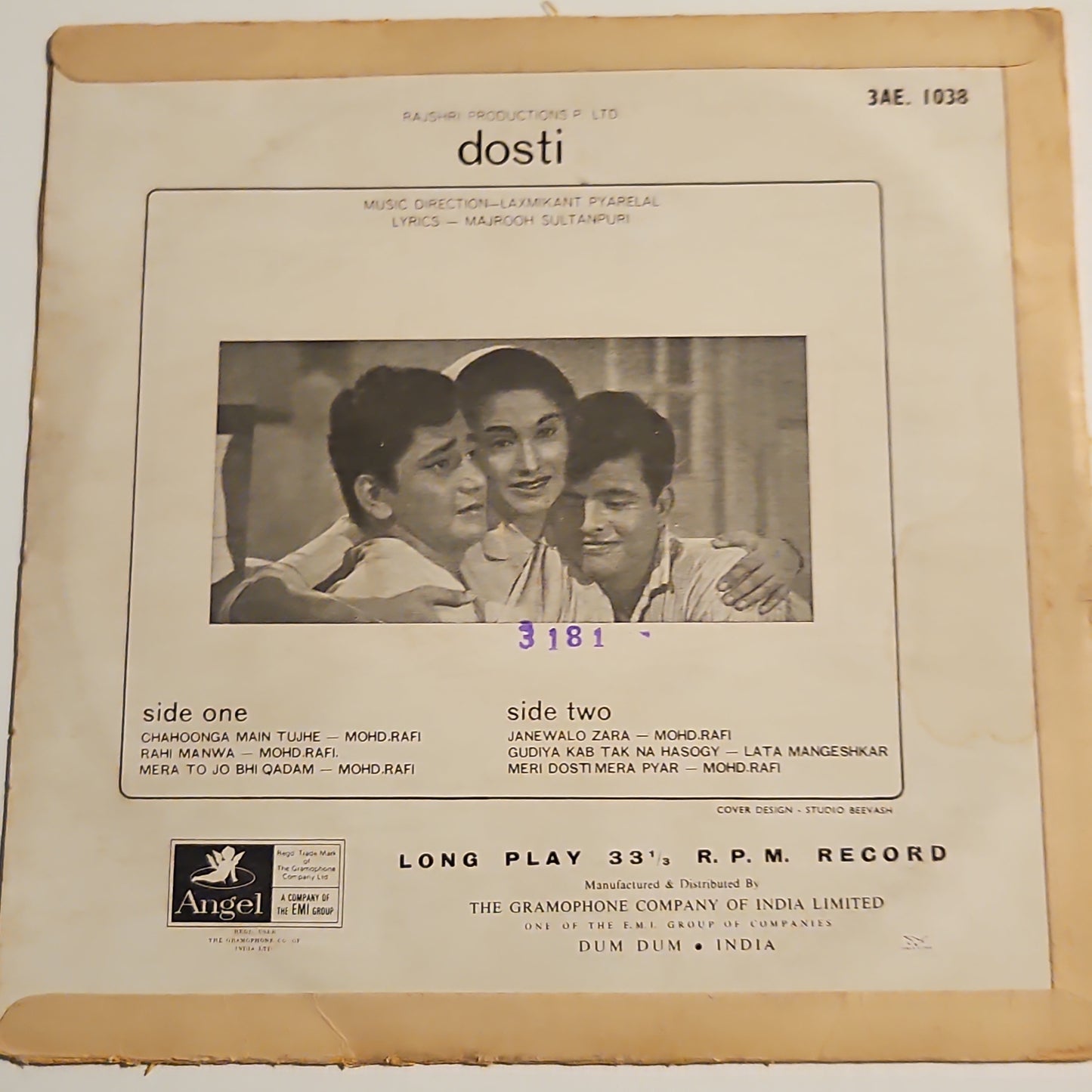 Dosti - Classic Superhit Laxmikant pyarelal - 10 inch Angel in good