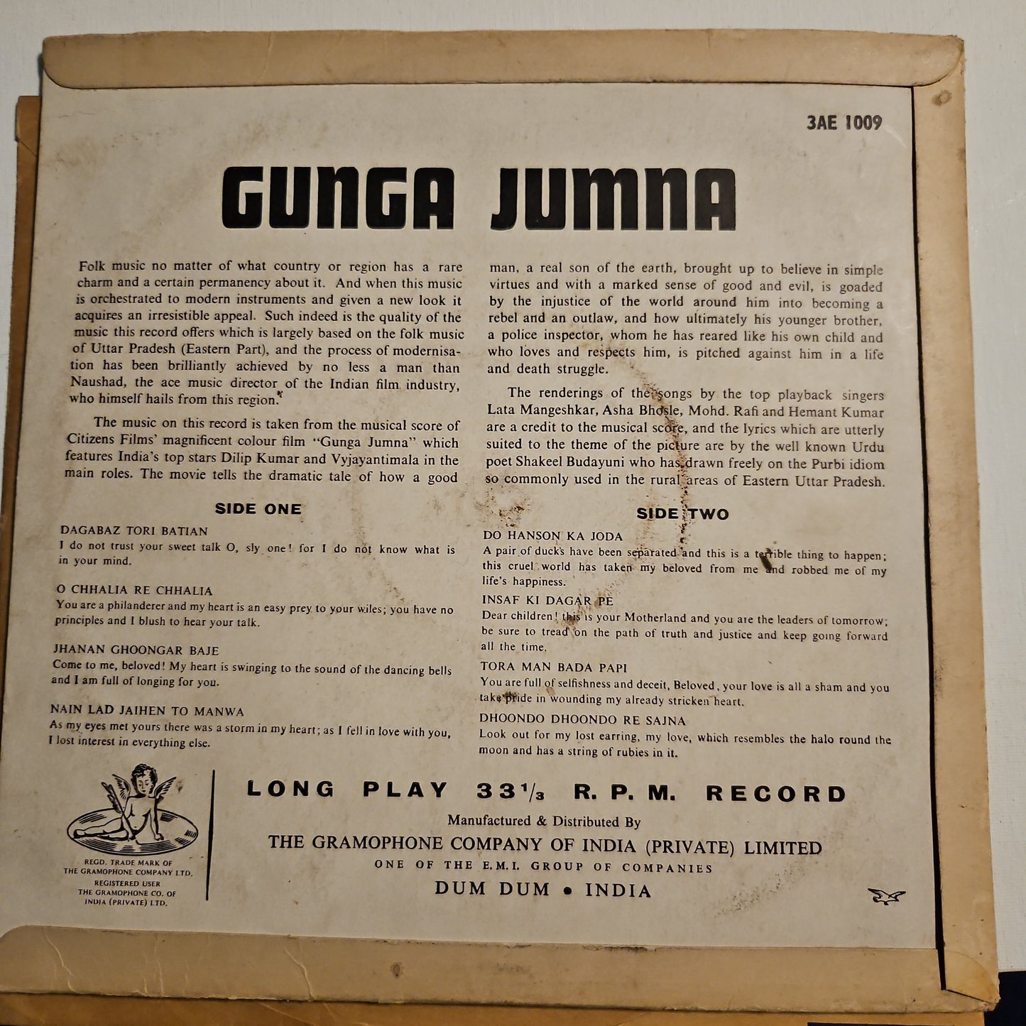 Gunga Jumna - Classic Superhit Naushad - 10 inch Angel in vg