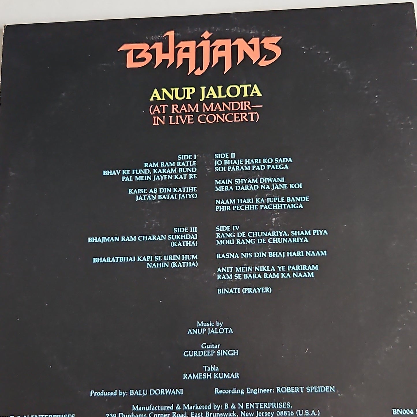 Anup Jalota - live at Ram mandir 2 LP set - Made in USA
