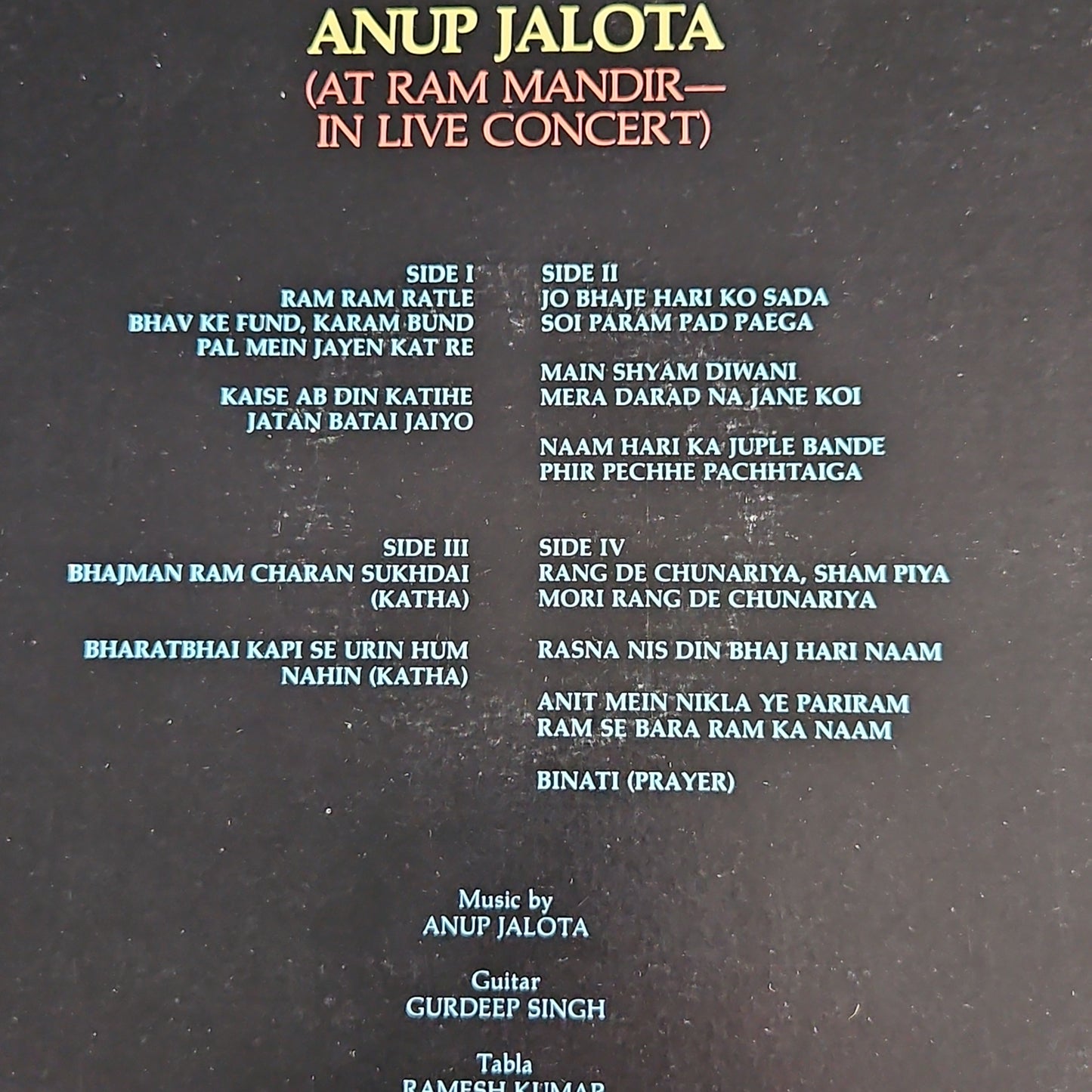Anup Jalota - live at Ram mandir 2 LP set - Made in USA