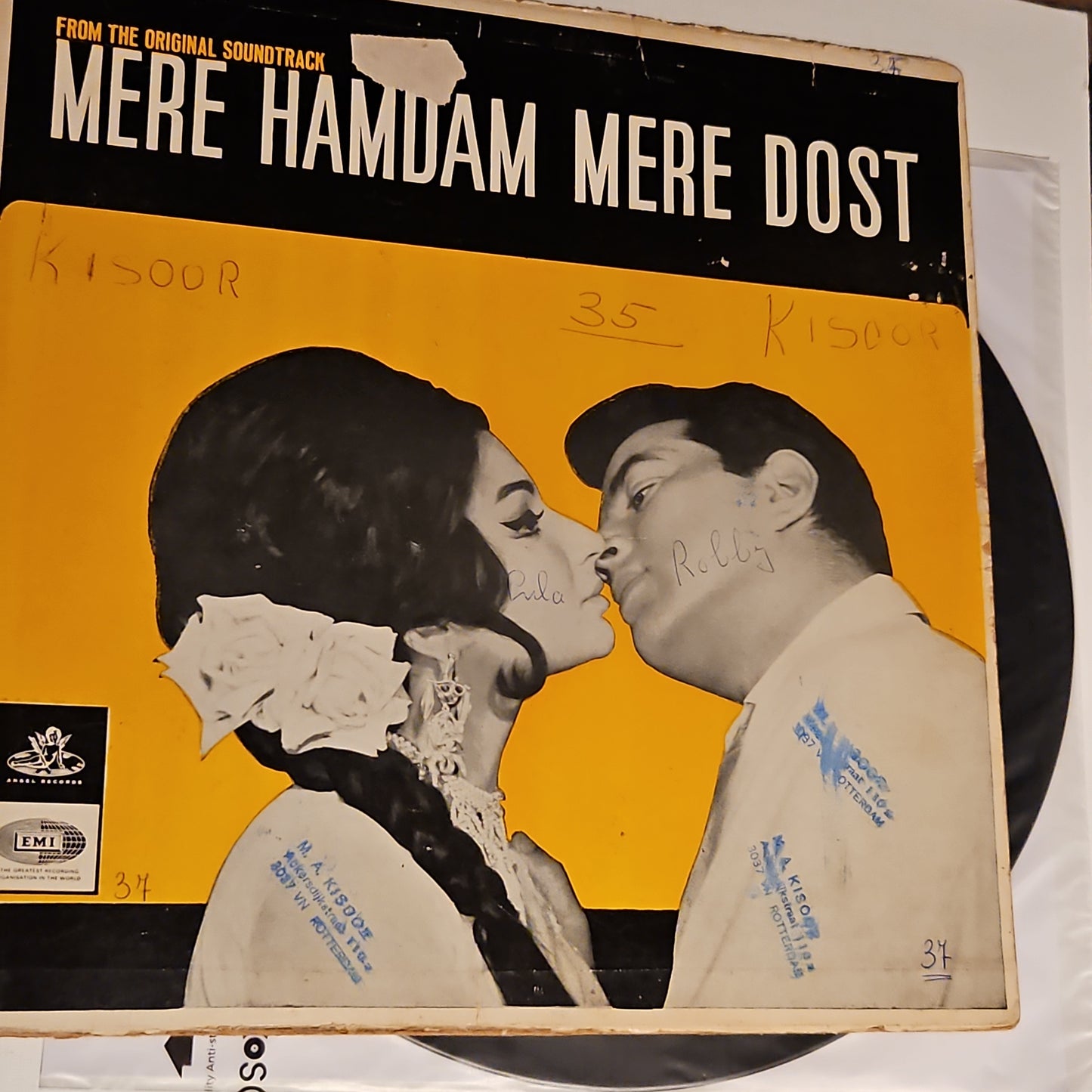 Mere Hamdam Mere Dost - 1st Angel pressing in  VG