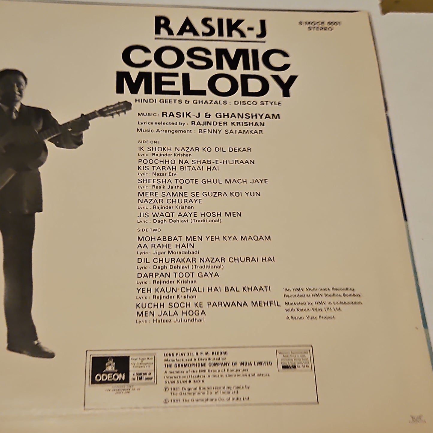 Rasik - Cosmic Melody - Hindi Geets & Ghazals : Disco Style in near mint