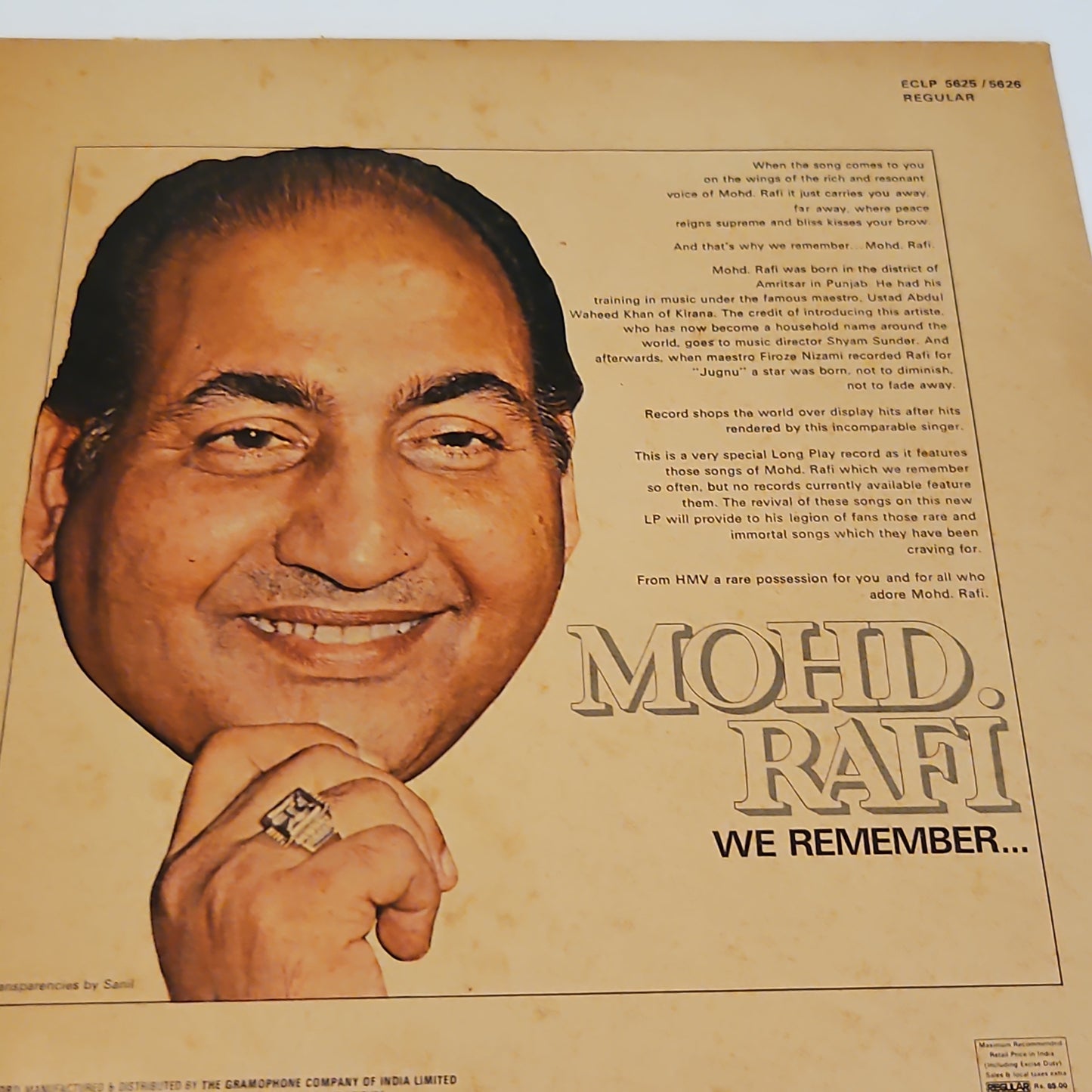 Mohammed Rafi - We Remember Rare song collection - 2 LP set  in excellent  condition