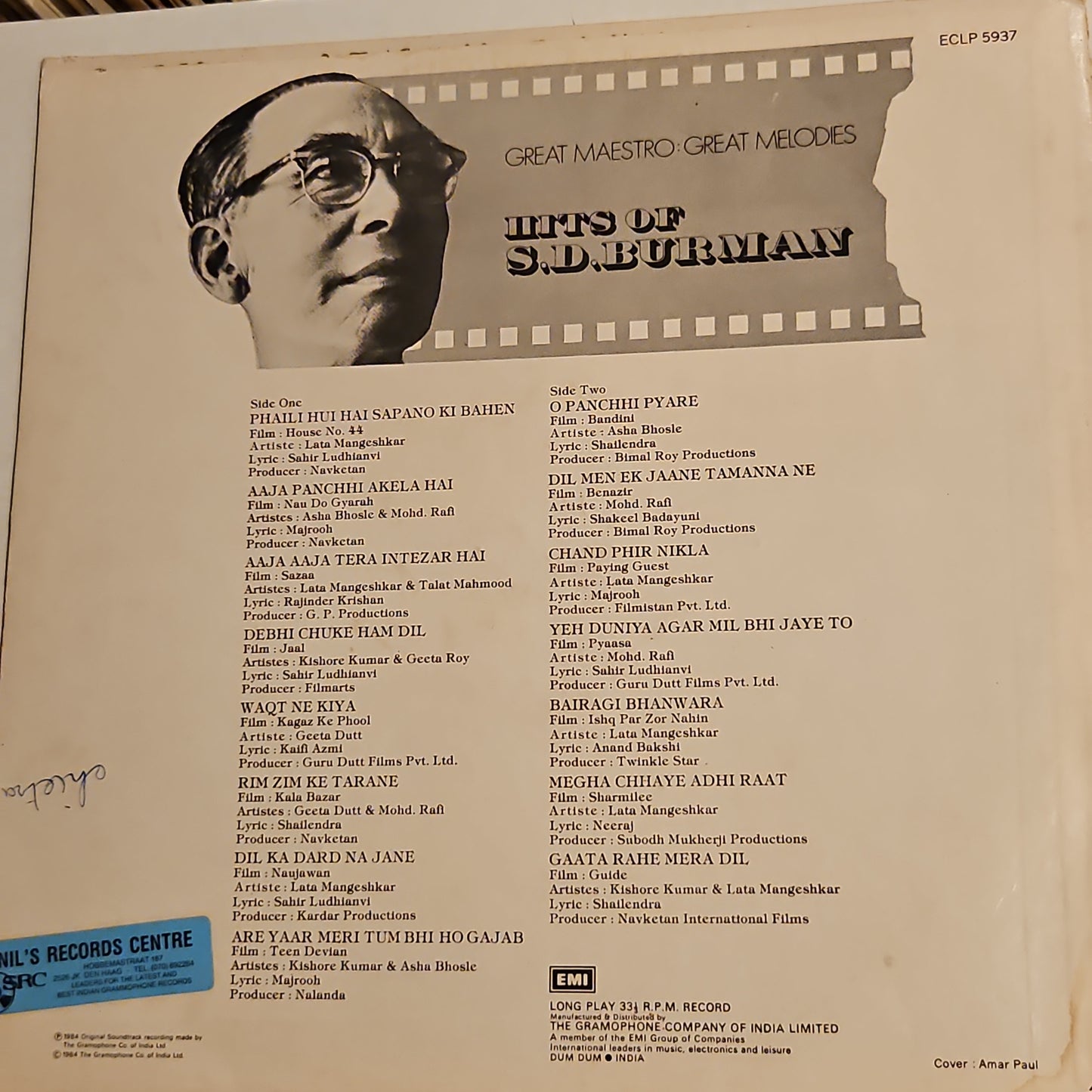 Hits of S D Burman in Excellent condition