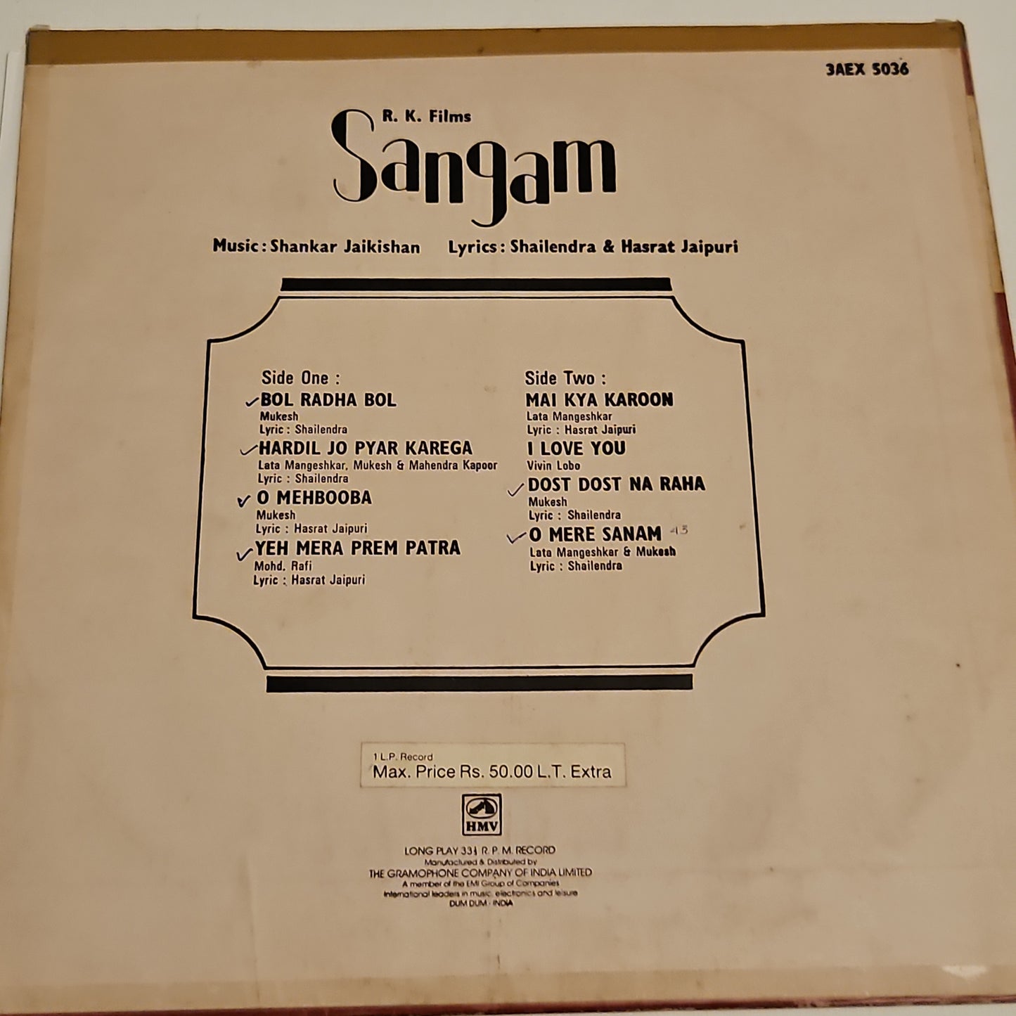 Sangam - in excellent to near mint condition Odeon