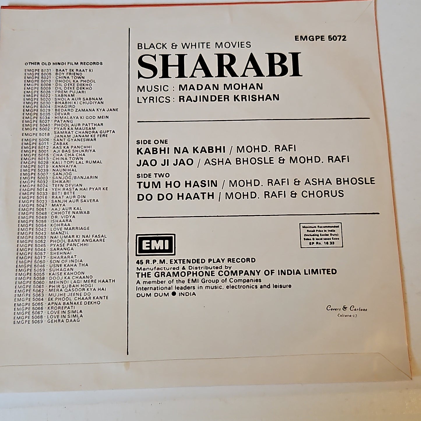Sharabi  - Classic Madan Mohan EP in excellent