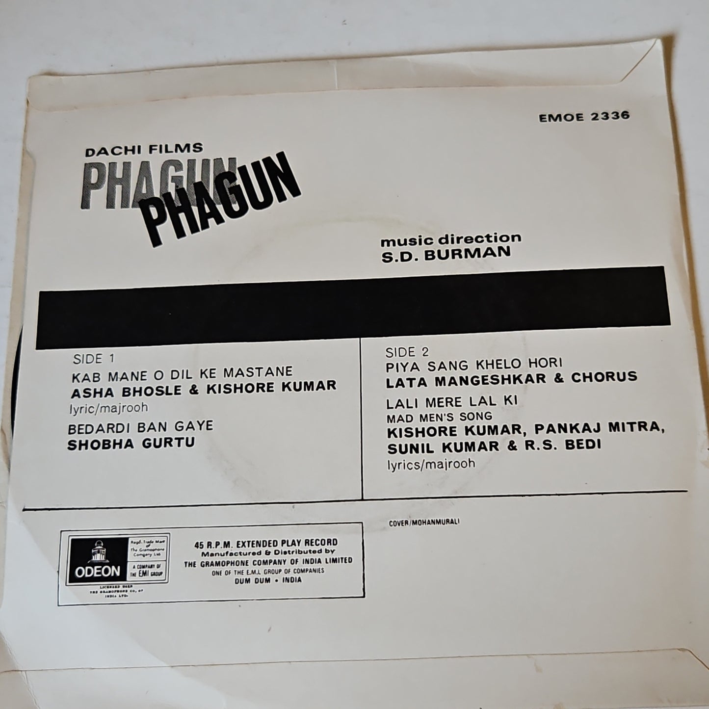 Phagun - S D Burman  classic EP  in Near mint thick center odeon