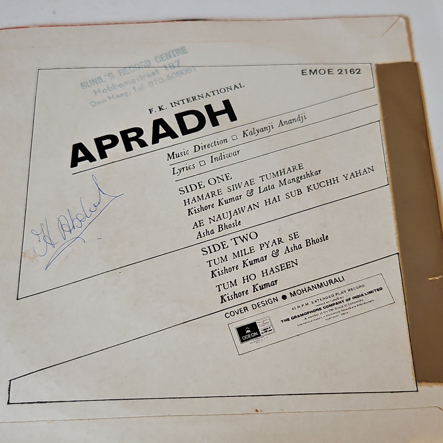 APRADH - Kalyanji  Anandji  EP  in excellent condition -Thick center odeon edition -Psych Funk