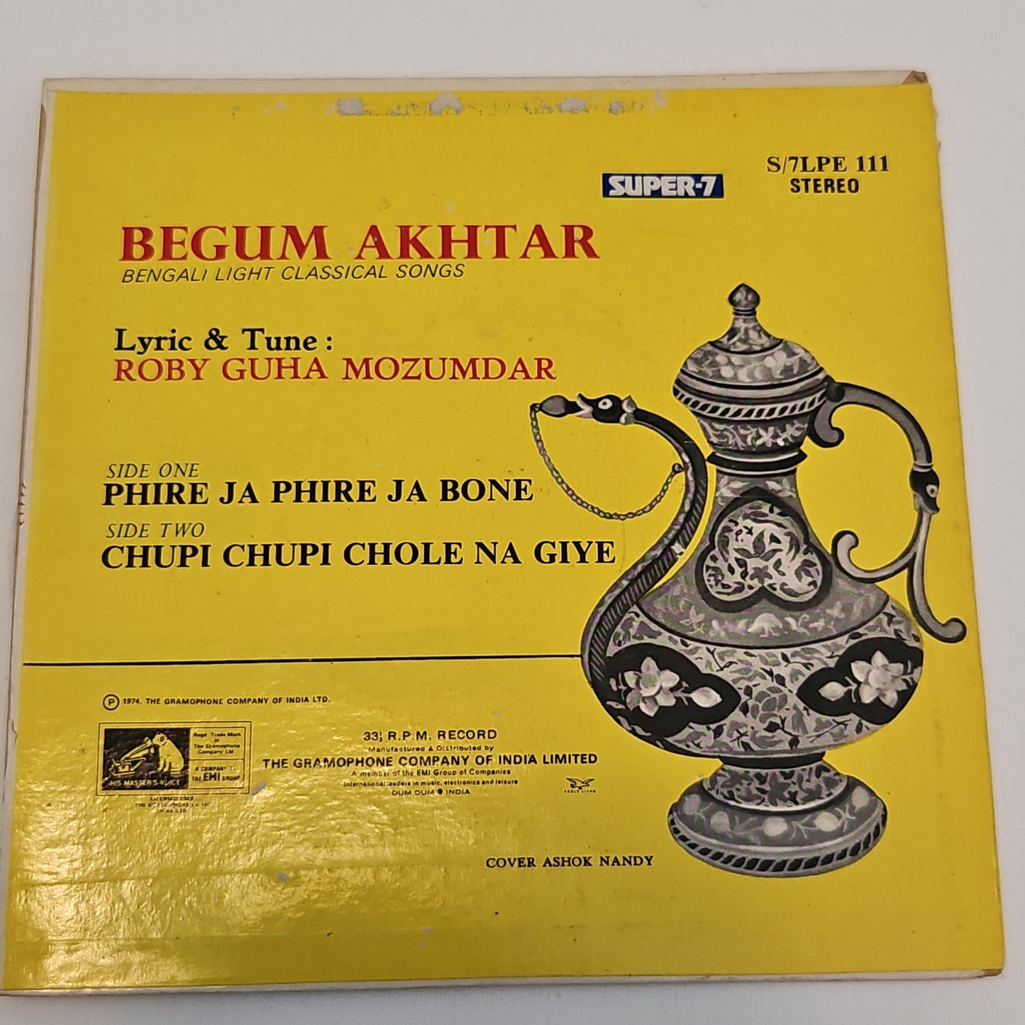 Begum Akhtar Bengali Light classical in Unplayed Mint - Super 7