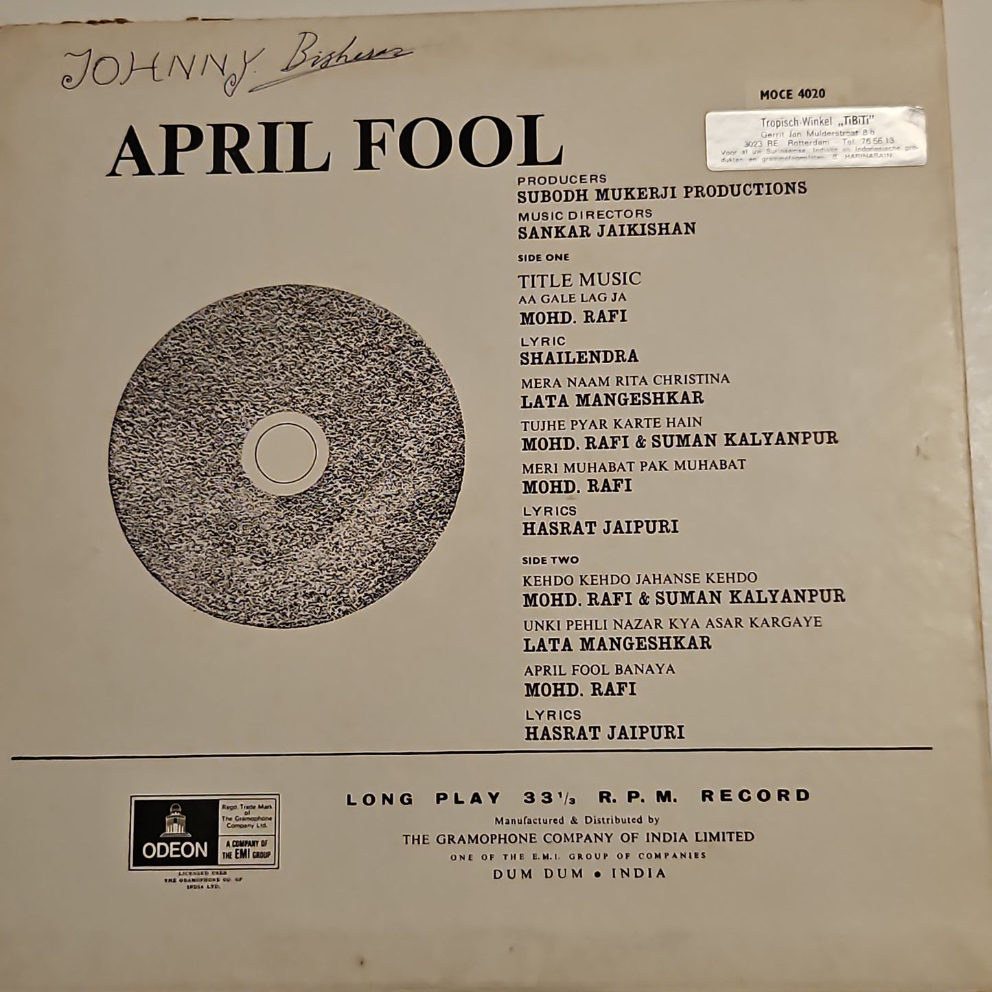 April Fool - 1st Odeon Ring in VG+ condition - Music ShankarJaikishan