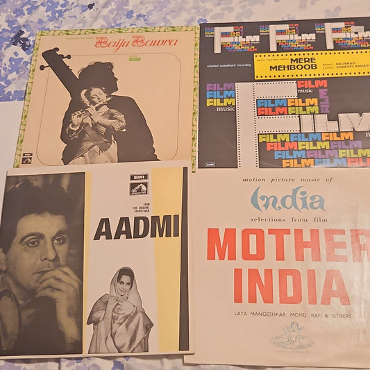 4 Lps of Great Maestro NAUSHAD Mere Mehboob, Mother India, Aadmi and Baiju Bawra in Pristine