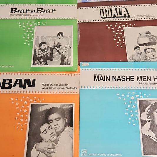 4 LPs classic Shankar Jaikishan Superhit pack - Gaban, Pyar Hi Pyar, Ujala, and Main Nashe Men Hoon  in near mint and pristine