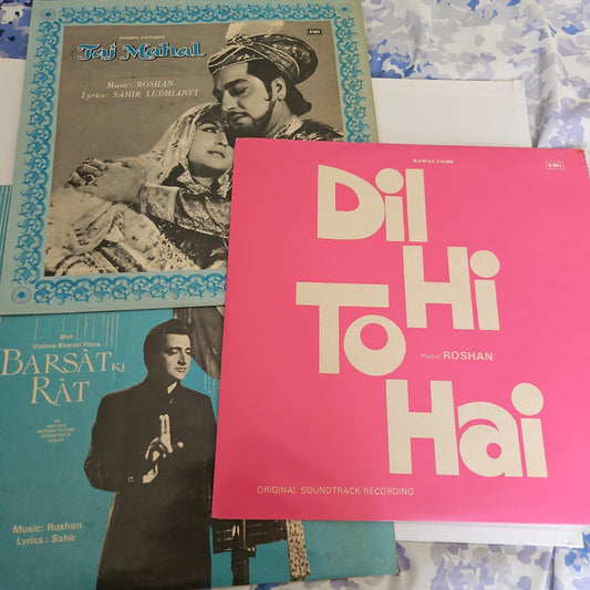 3 LPs package Roshan Classic Barsat  ki Rat,Taj Mahal, and Dil Hi To Hai  in near mint - pristine