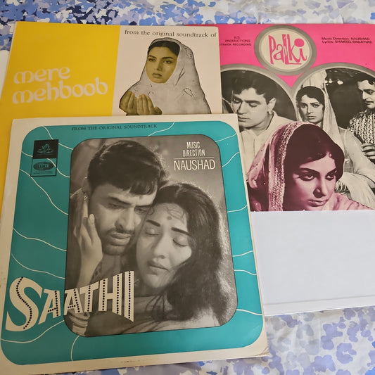 3 LPs Blockbuster Rajendra Kumar and Naushad combo Saathi, Palki and Mere Mehboob- near mint