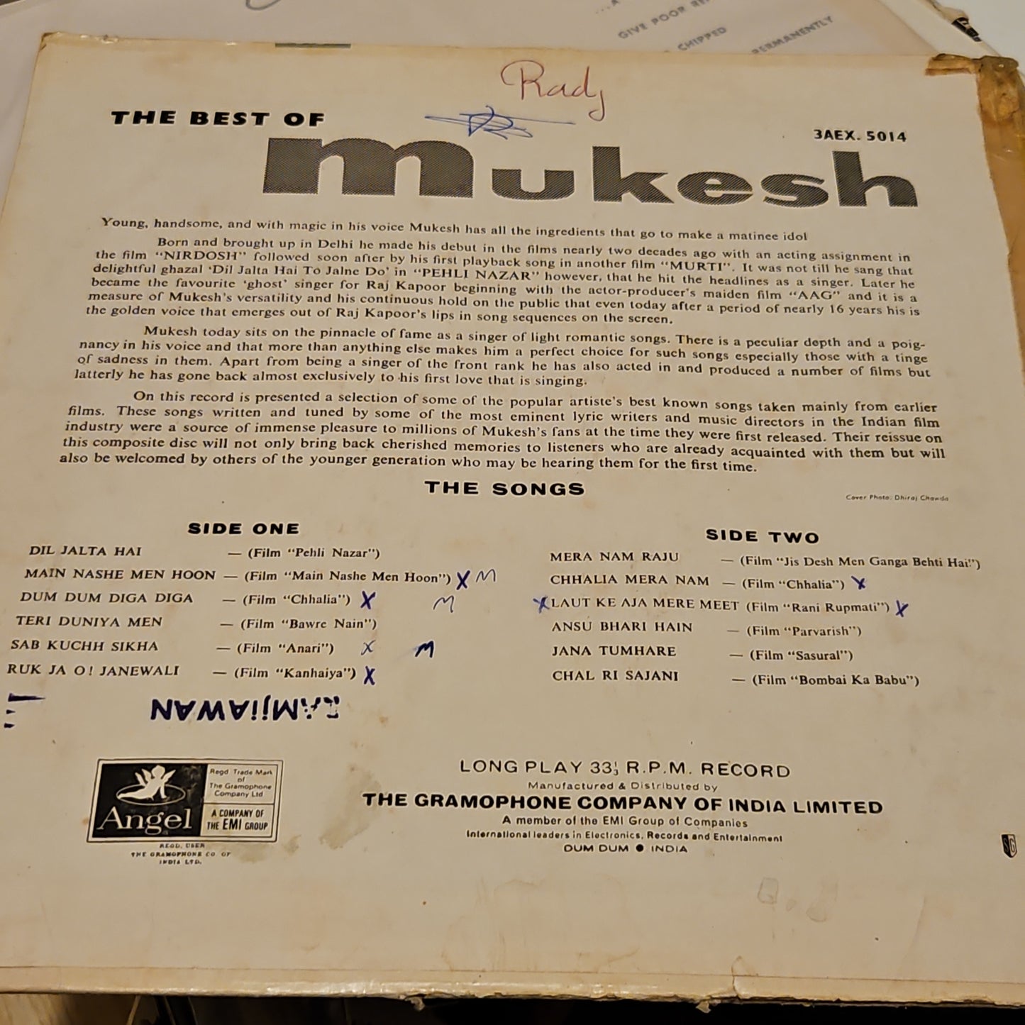 Mukesh - the best of Mukesh ln VG+