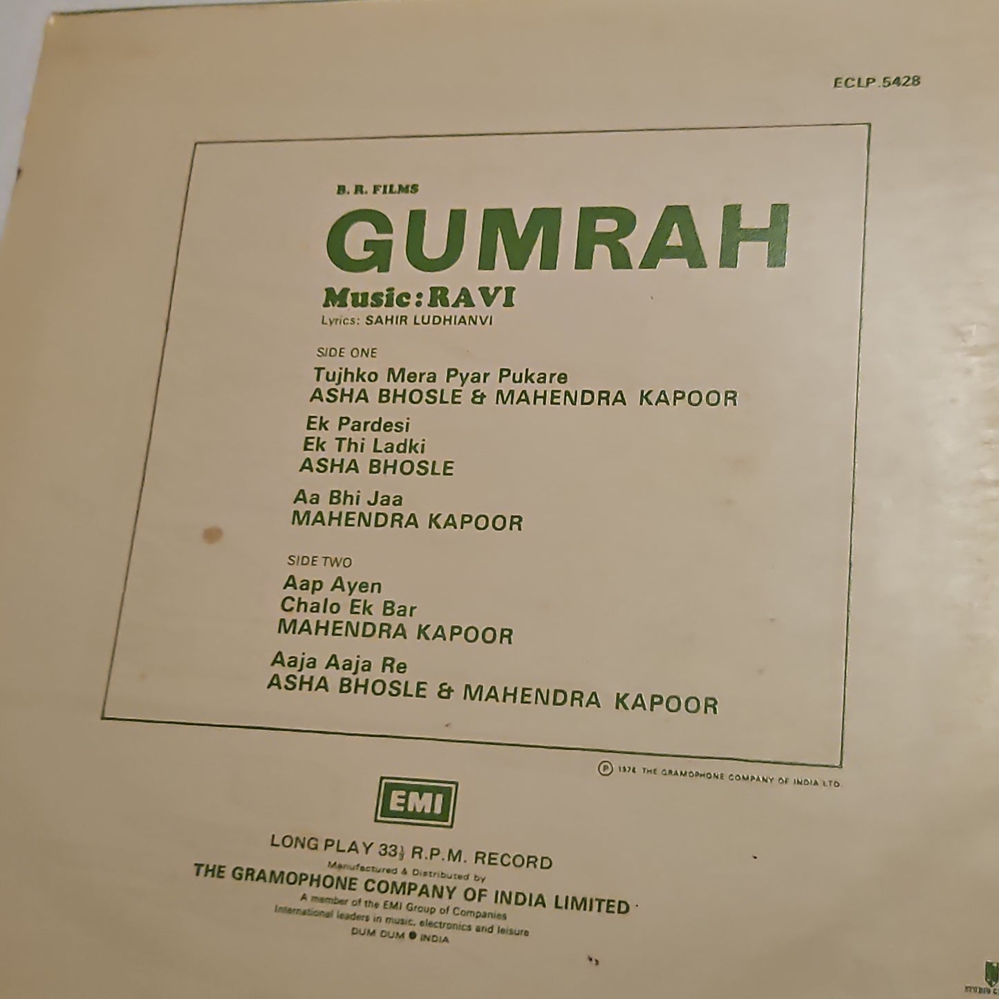 B R Chopra and Ravi 3 classics - Waqt, Gumrah and Hamraz in  excellent to near mint