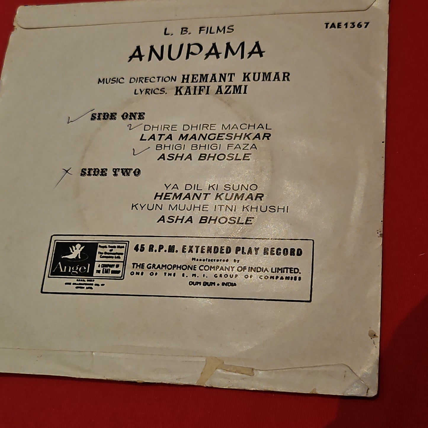 Hemant Kumar - Classic Anupama EP in excellent to near mint