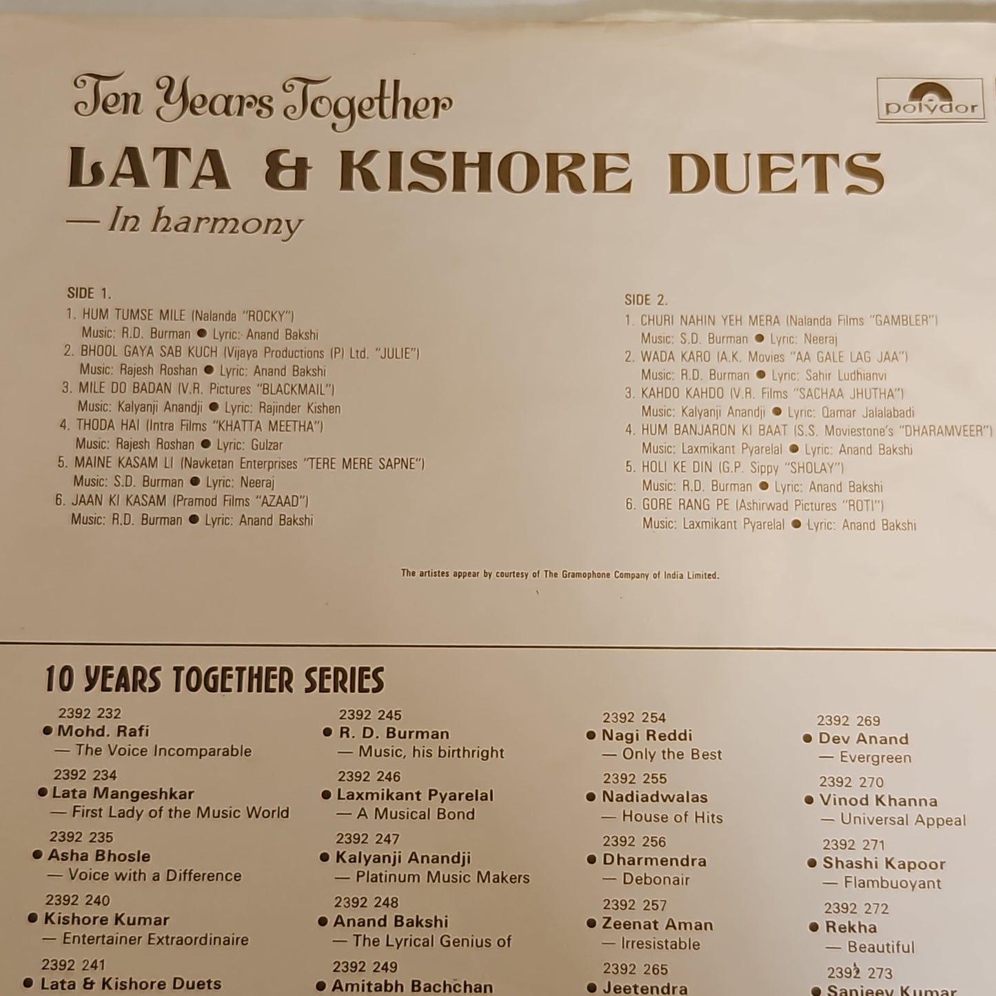 Lata Kishore - Duets in Harmony - Collectible Item in Excellent