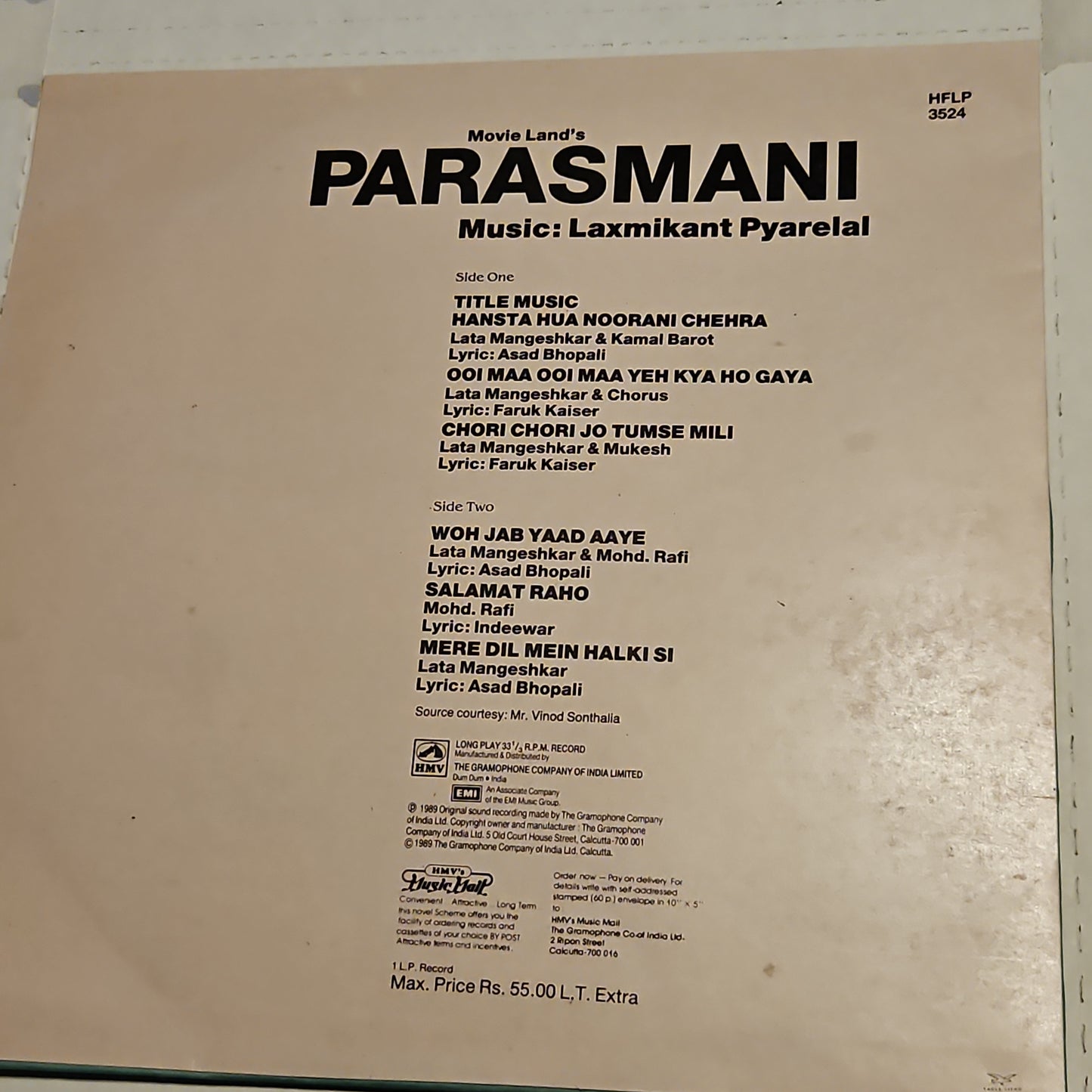 Parasmani - 1963 Chartbuster Laxmikant Pyarelal superhit in near mint