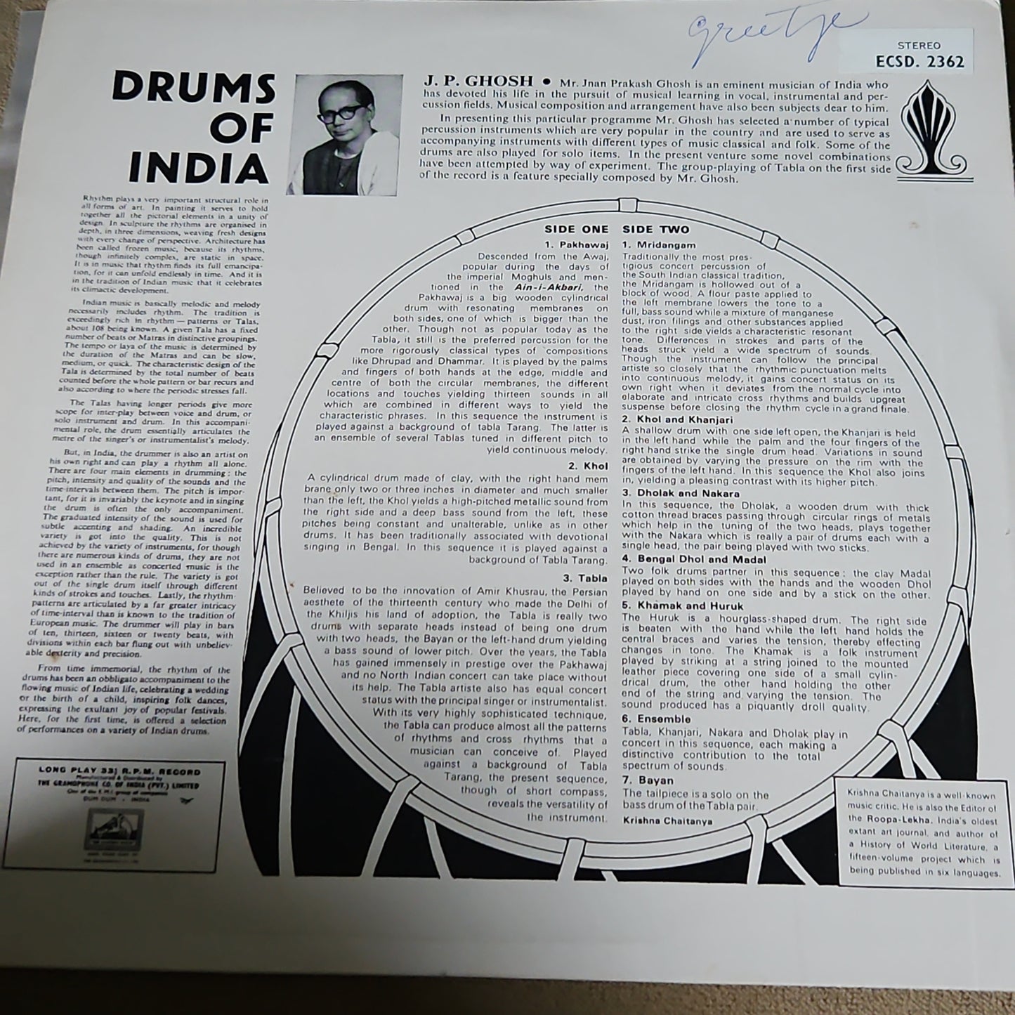 Drums Of India - J P Ghosh -1st edition in near mint