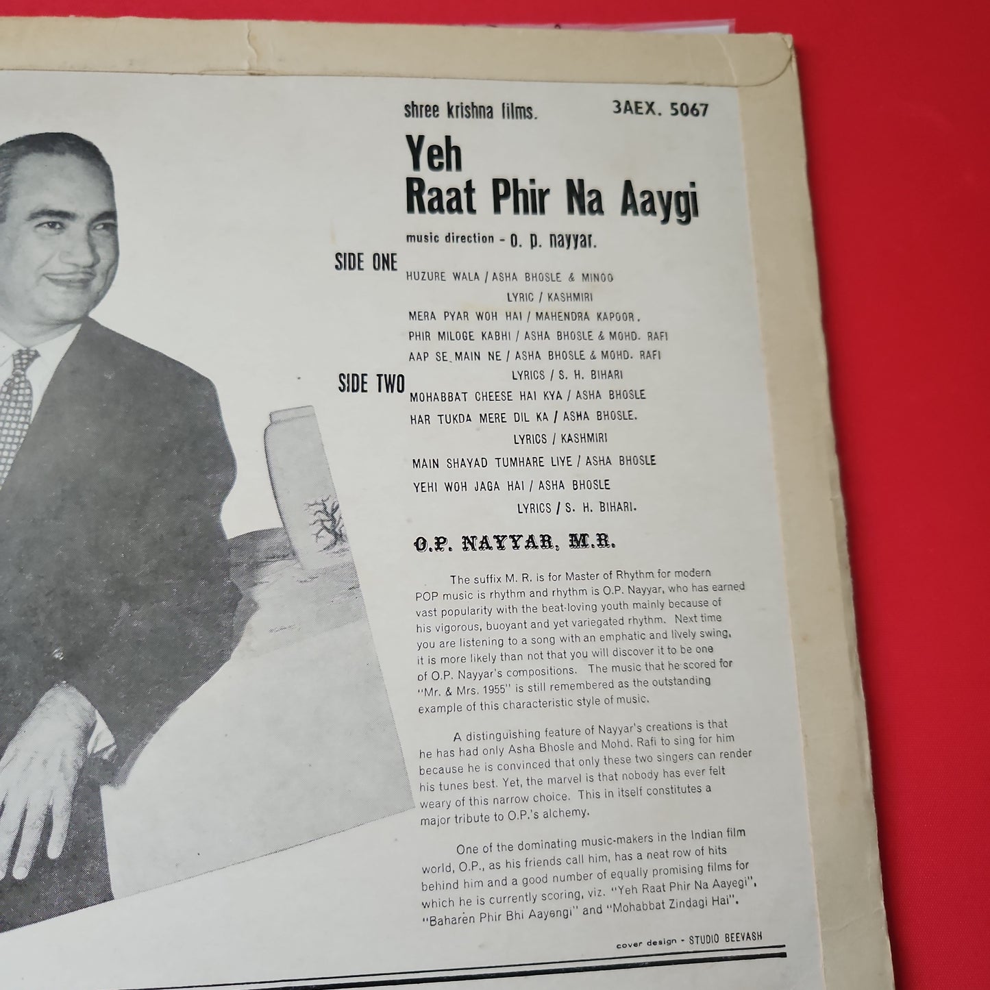 Yeh Raat Phir Na Aaygi - O. P. Nayyar- 1st Angel pressing in excellent