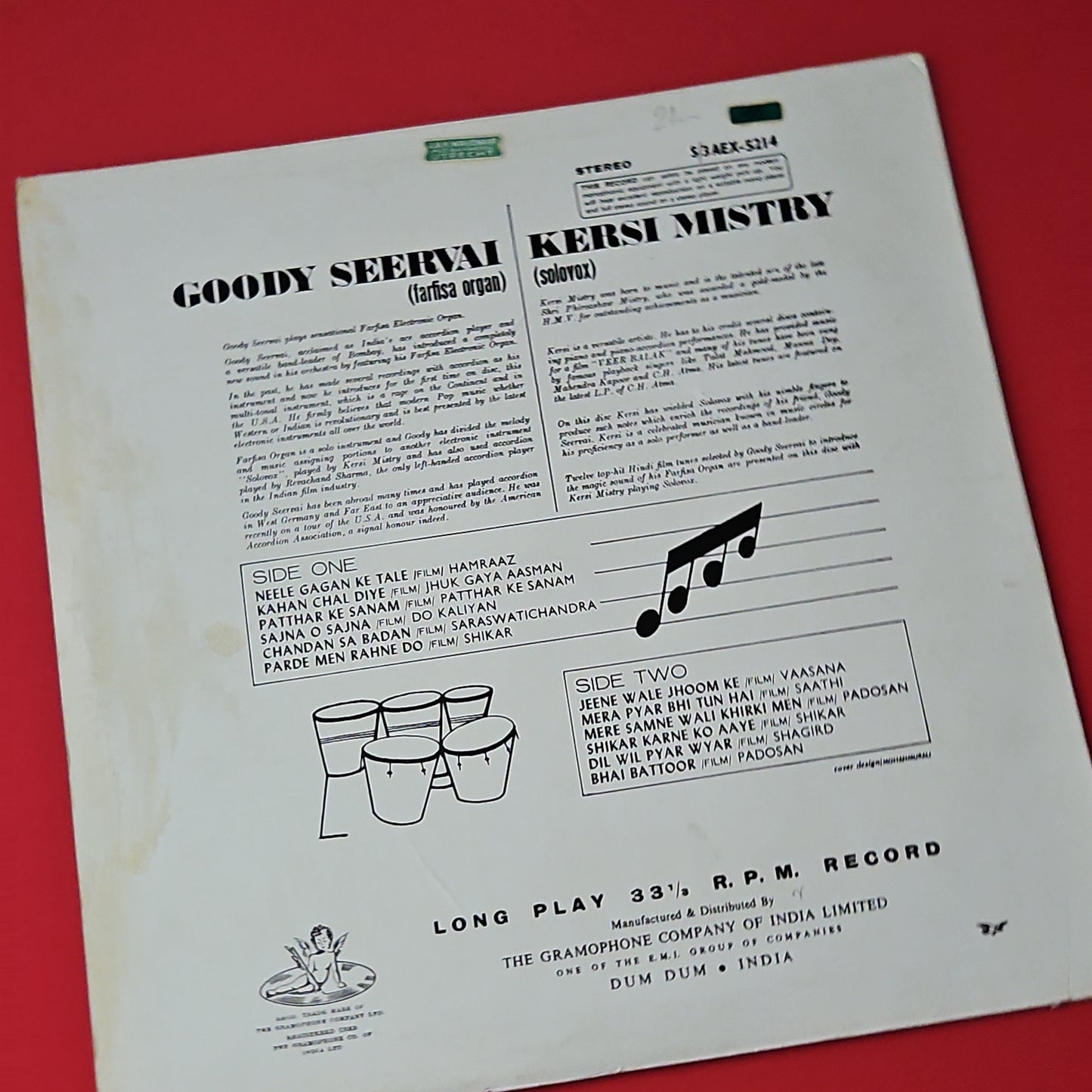 Goody Seervai, Kersi Mistry - Instrumental Film Version Angel 1st in excellent to near mint