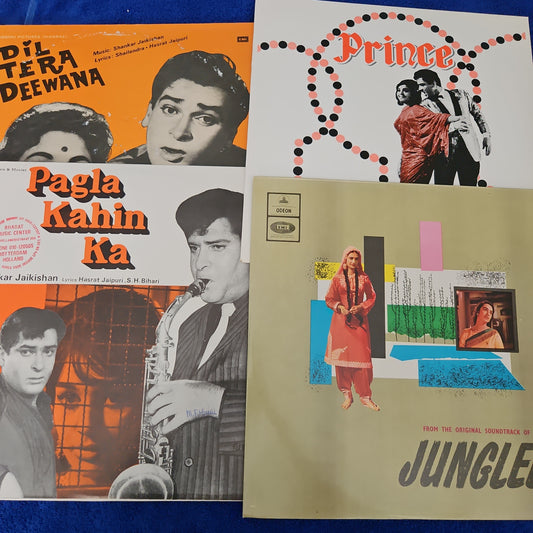 4 Records Shammi Kapoor and Shankar Jaikishan Superhit pack - Junglee, Pagla Kahi Ka, Prince,Dil Tera Deewana in excellent to near mint