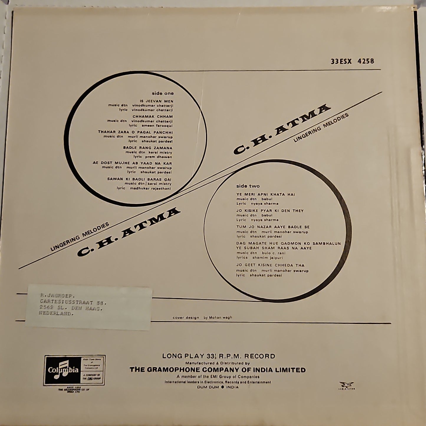 C. H. Atma - Lingering Melodies - stereo Columbia in Excellent