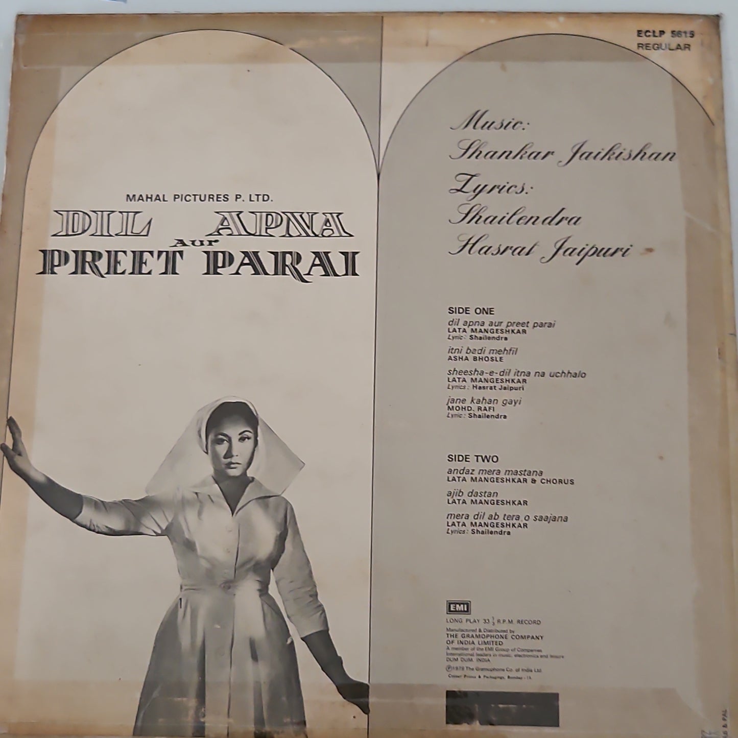 DIL APNA AUR PREET PARAI - Music by Shankar Jaikishan in VG++